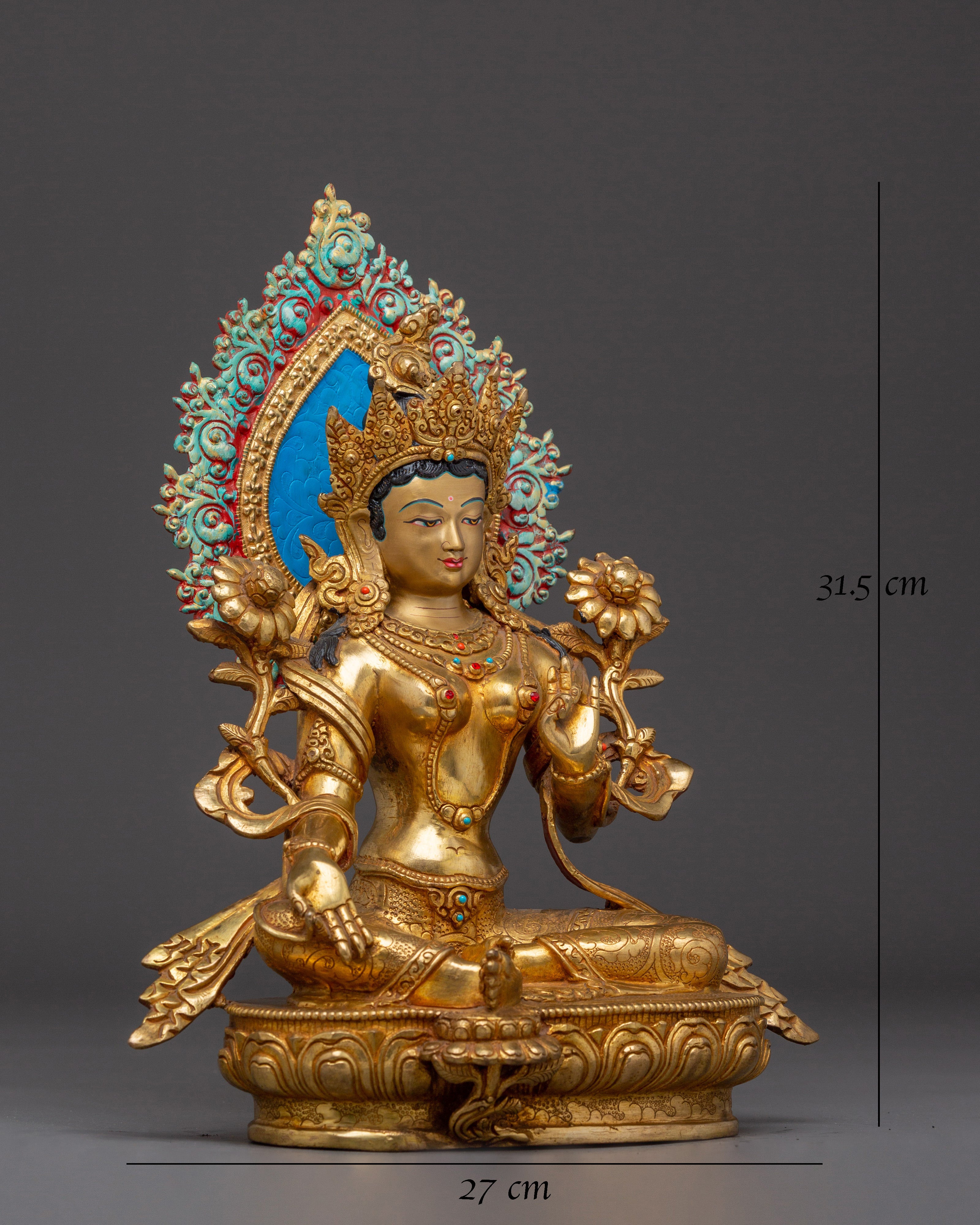 Serene Green Tara Handmade Statue