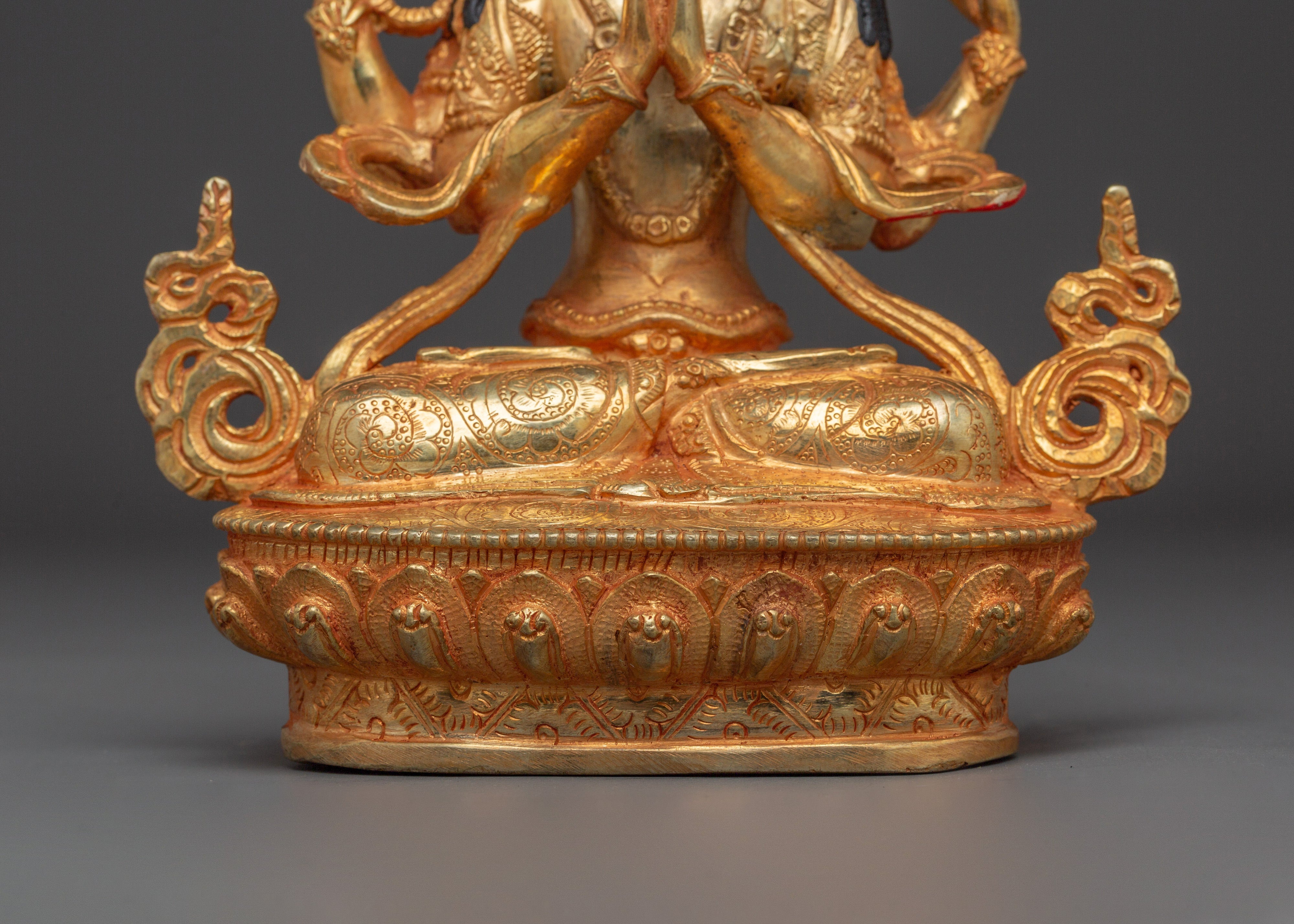 Handcrafted Chenrezig Copper Art | Meditation and Spiritual Decor