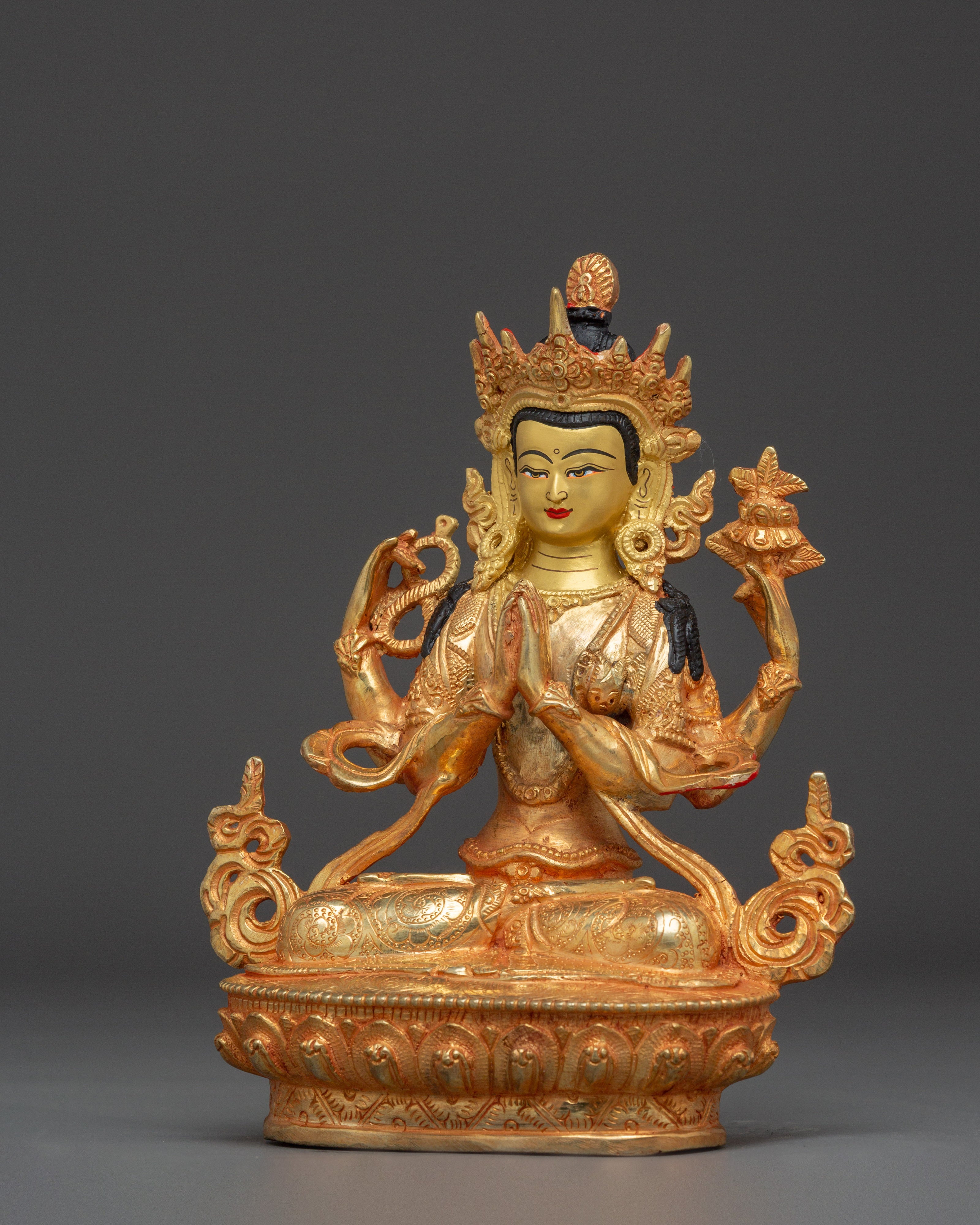 Handcrafted Chenrezig Copper Art | Meditation and Spiritual Decor