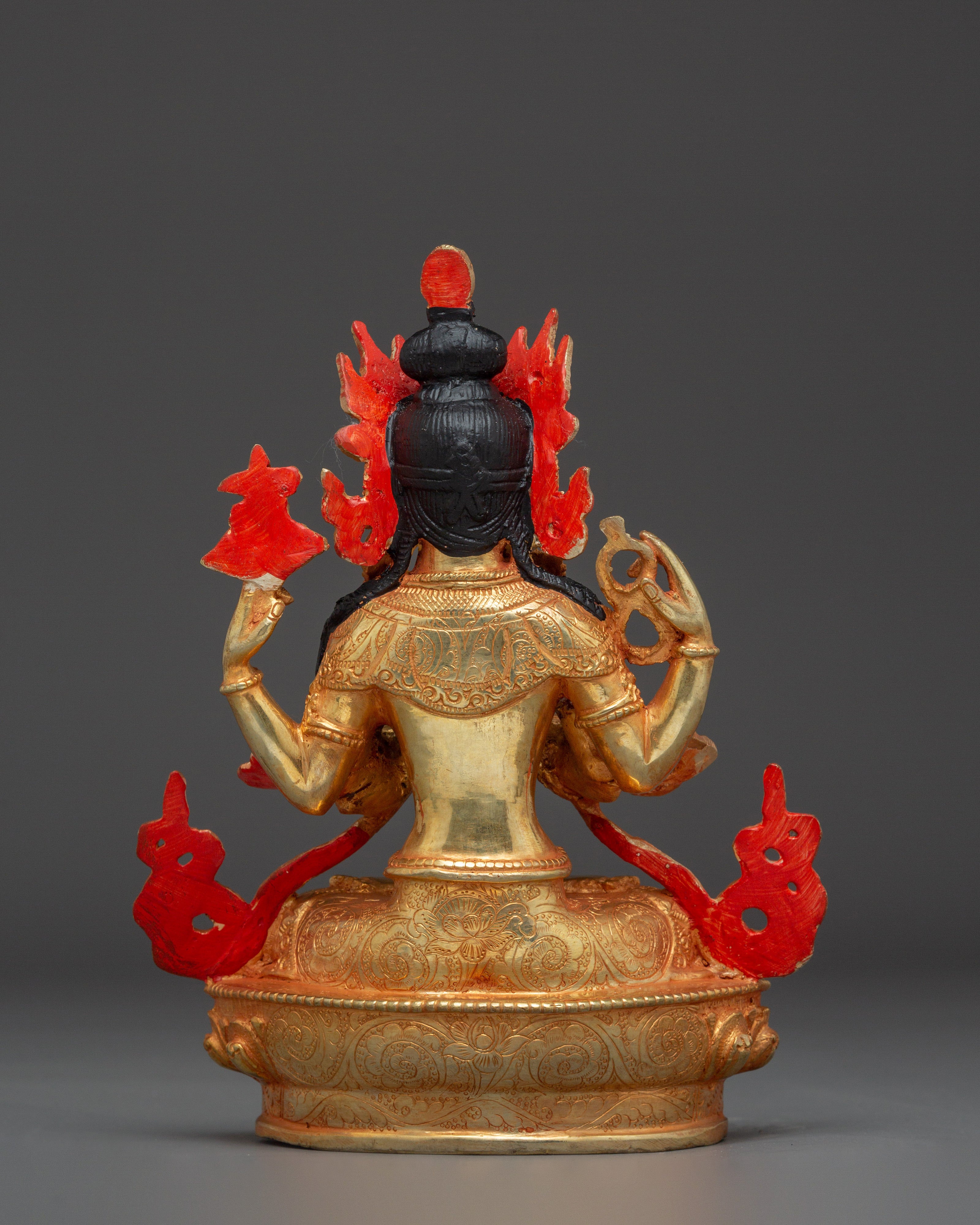 Handcrafted Chenrezig Copper Art | Meditation and Spiritual Decor