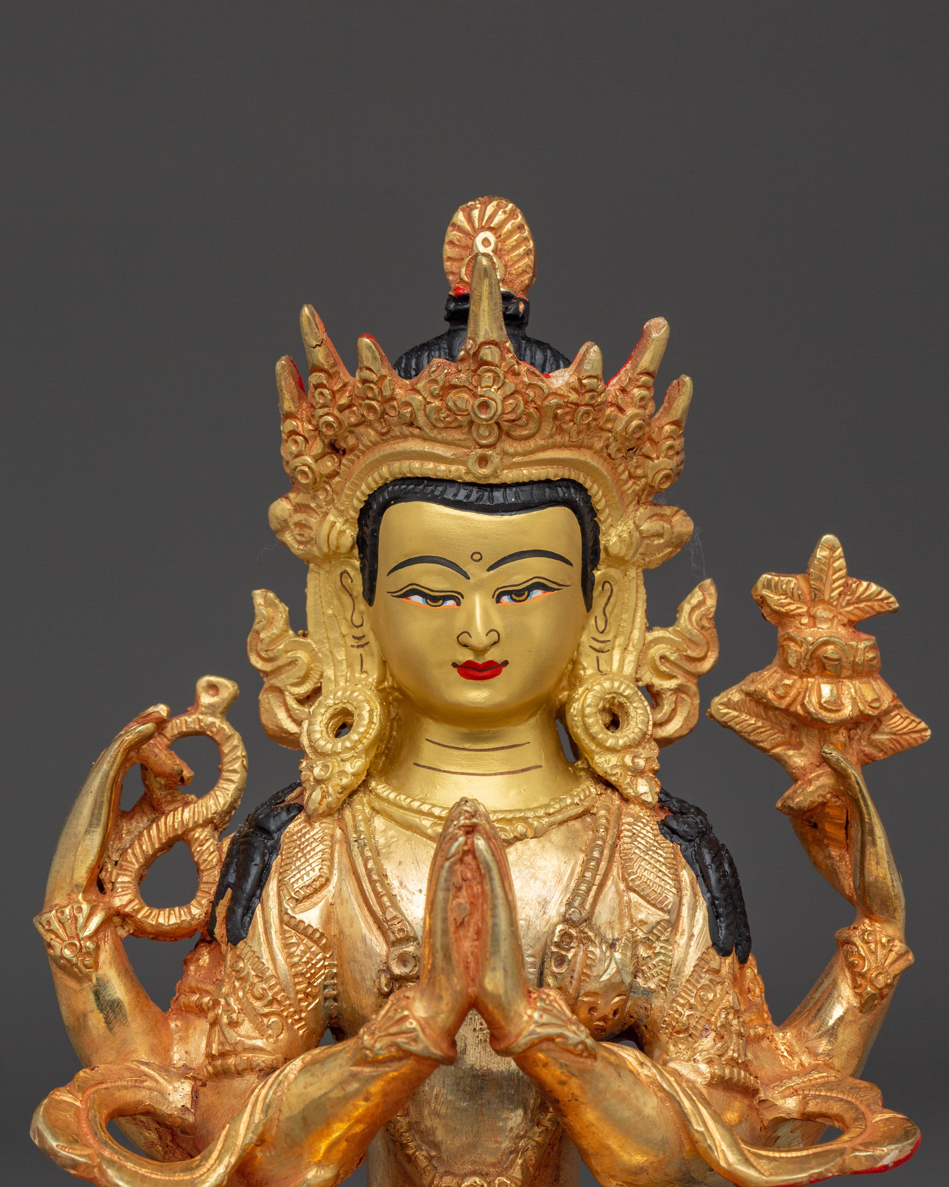 Handcrafted Chenrezig Copper Art | Meditation and Spiritual Decor