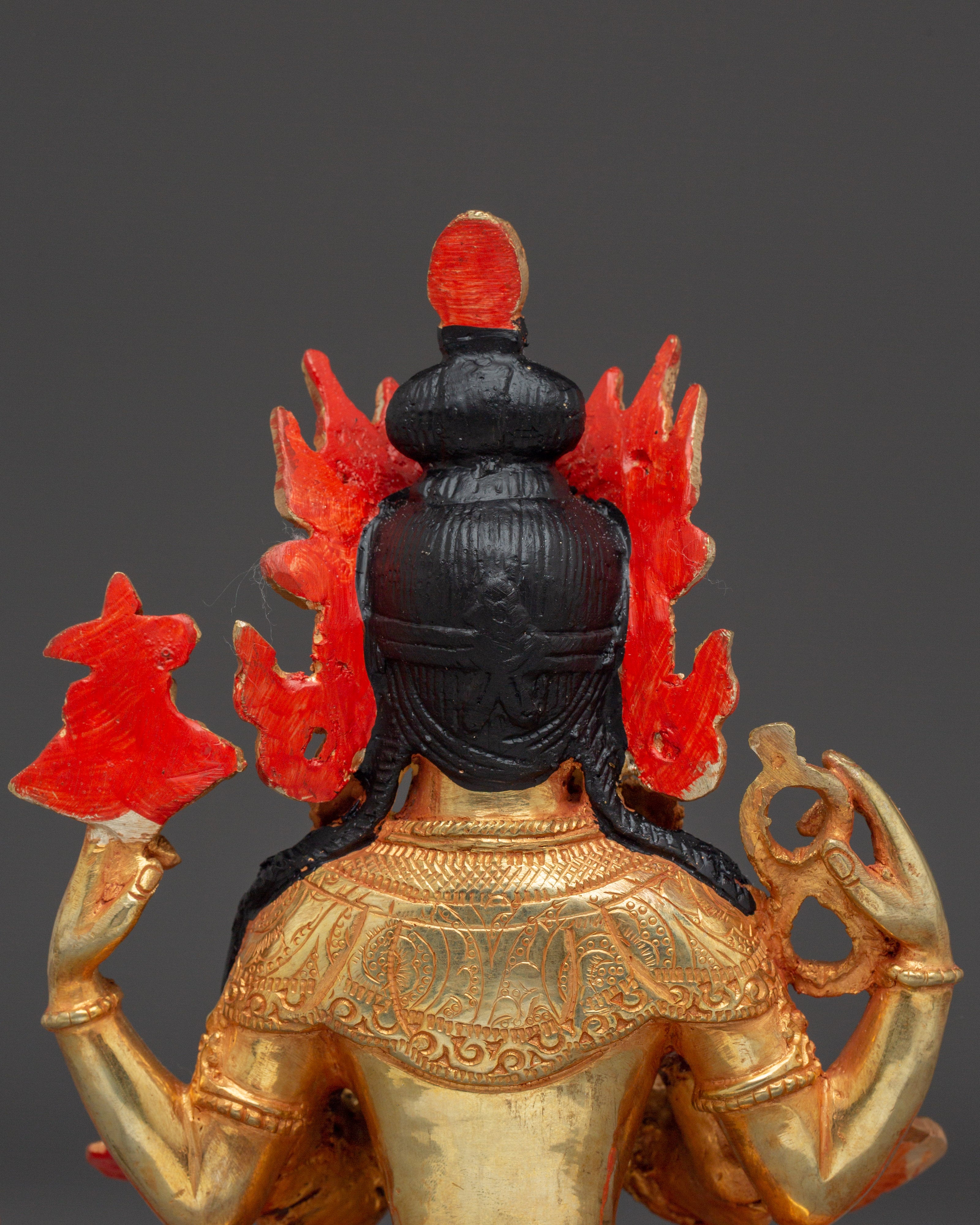 Handcrafted Chenrezig Copper Art | Meditation and Spiritual Decor