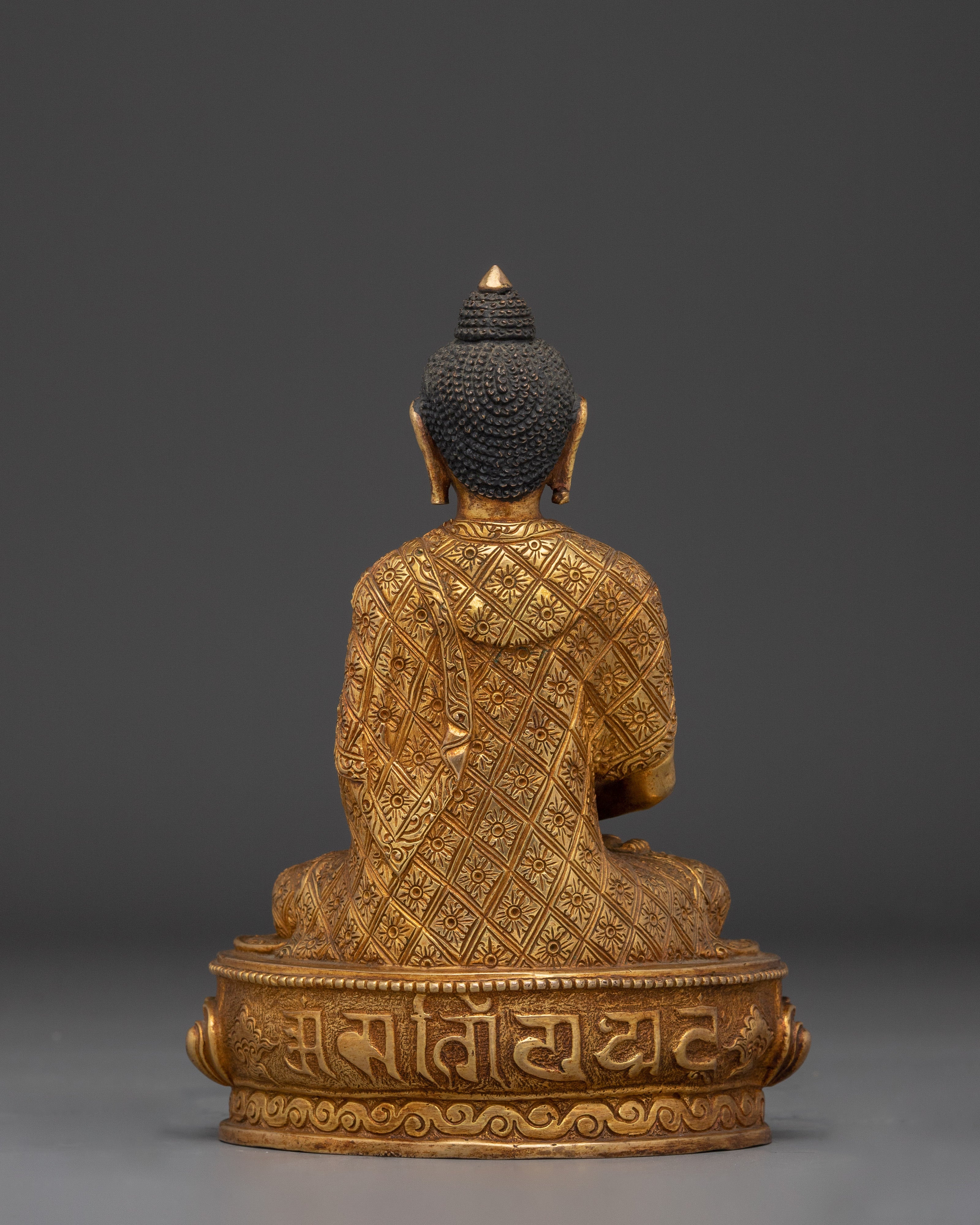 Golden Buddha Trinity Statue Set | Himalayan Handmade Artwork