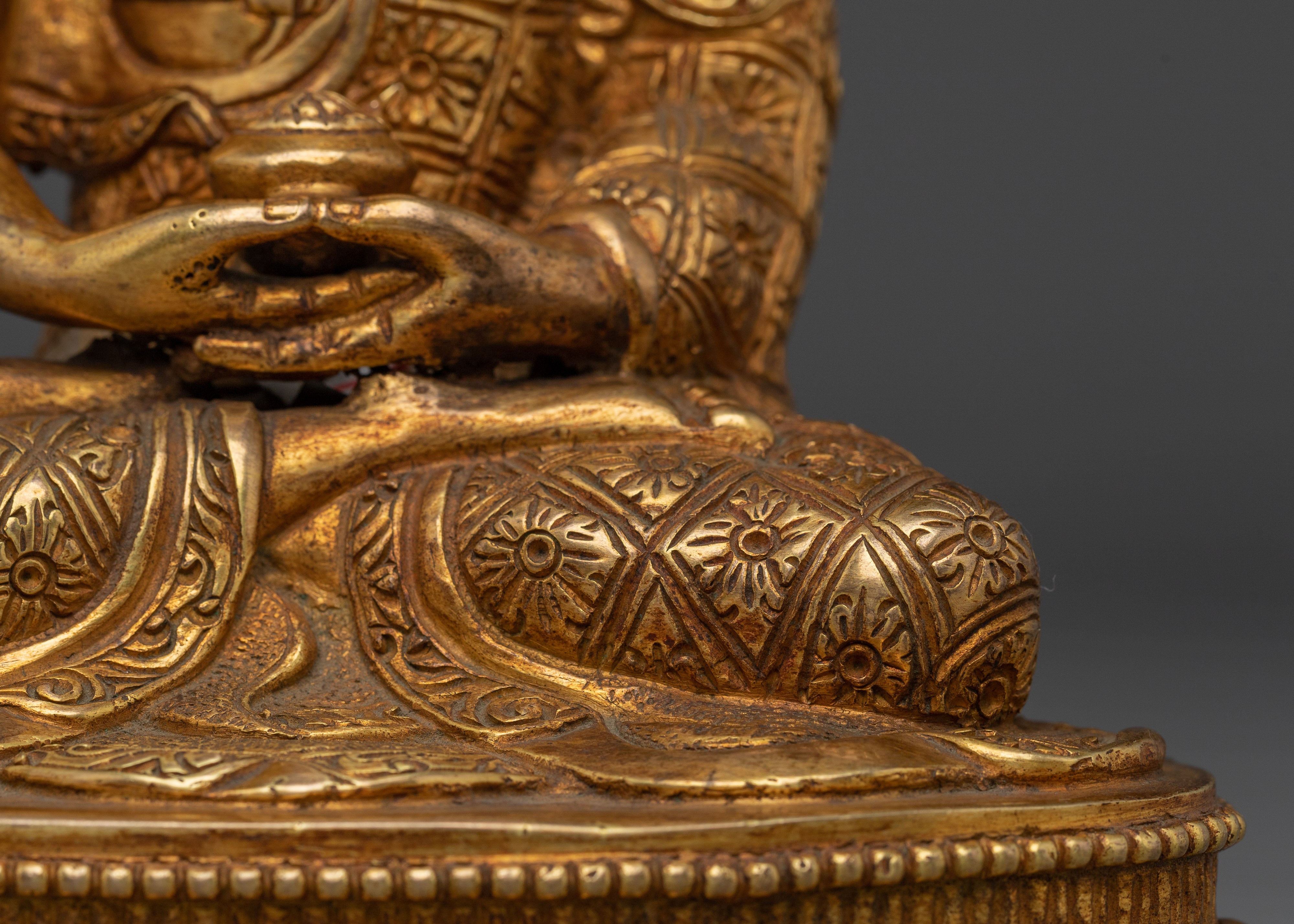 Golden Buddha Trinity Statue Set | Himalayan Handmade Artwork
