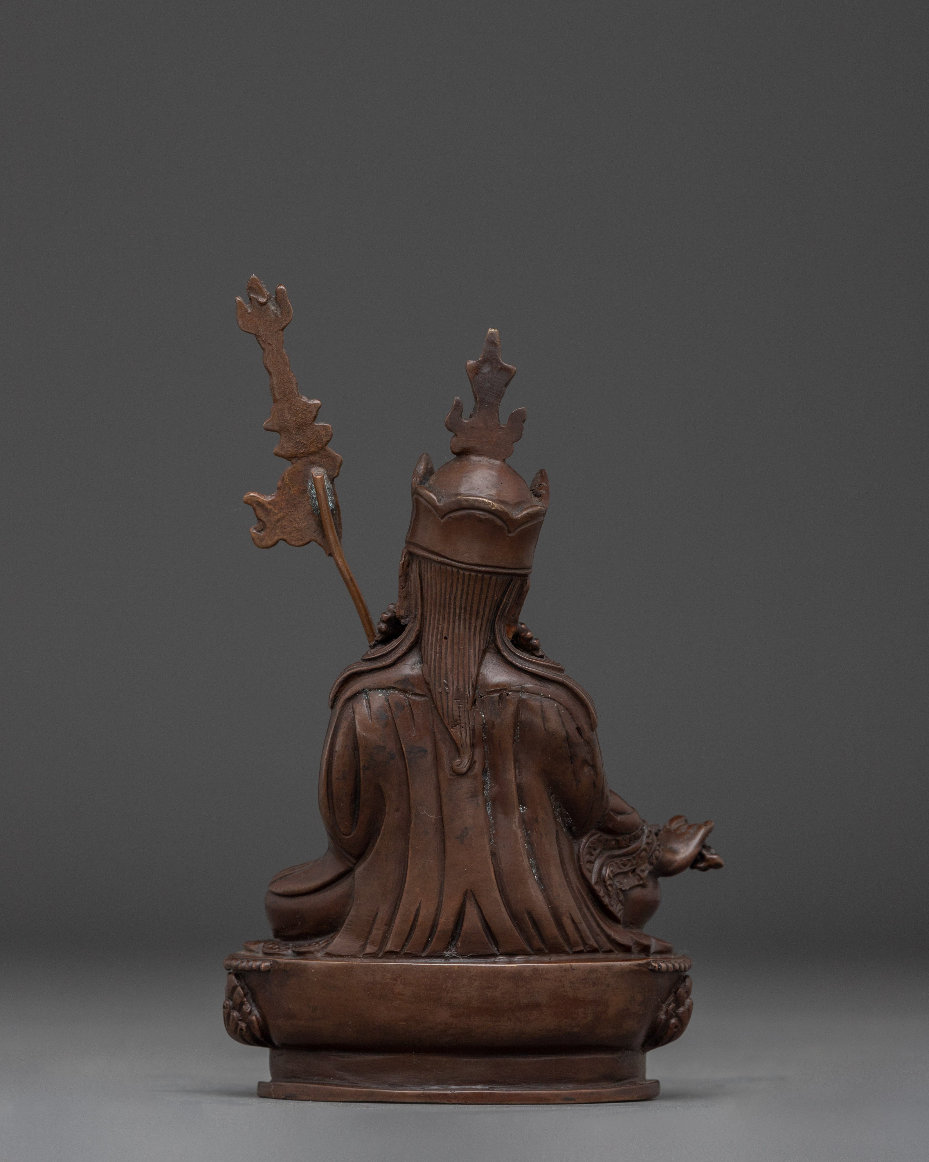 Oxidized Guru Rinpoche Artwork | Sacred Copper Sculpture of Padmasambhava for Shrine