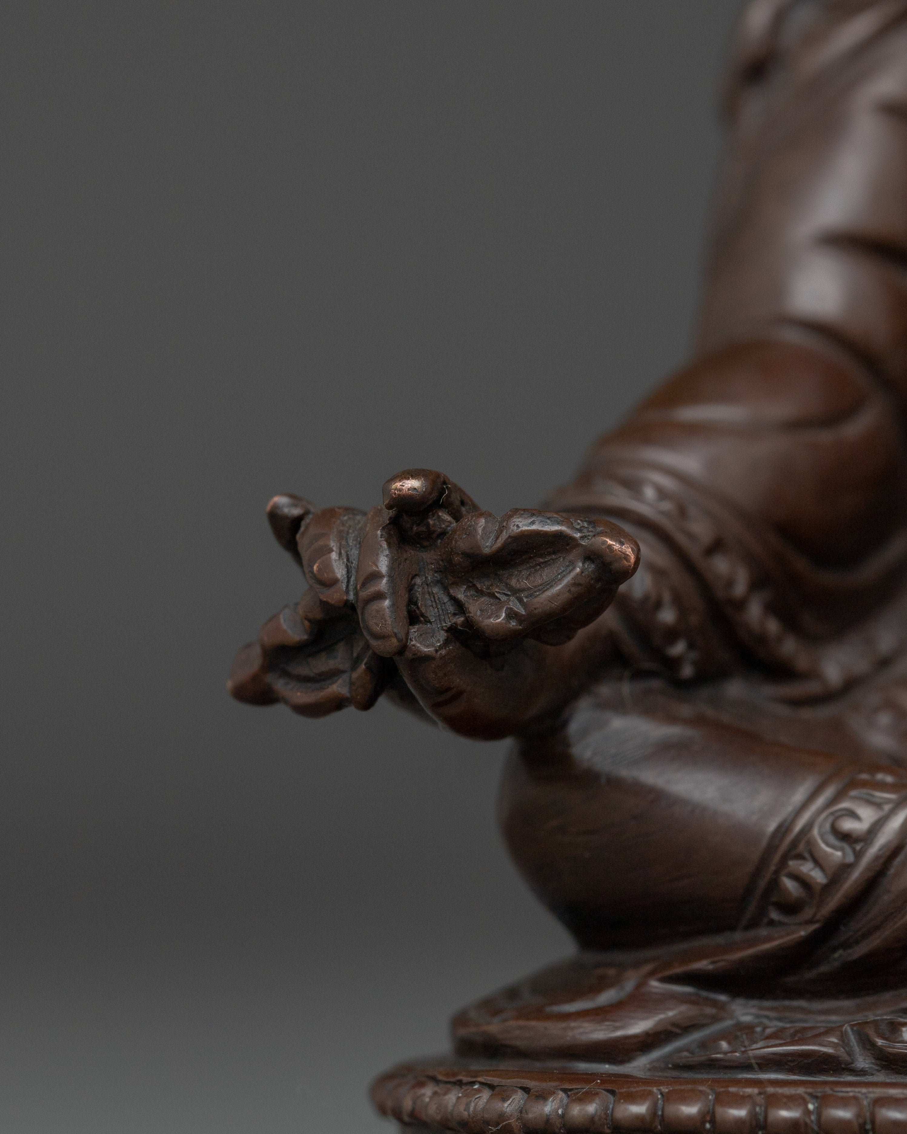 Oxidized Guru Rinpoche Artwork | Sacred Copper Sculpture of Padmasambhava for Shrine