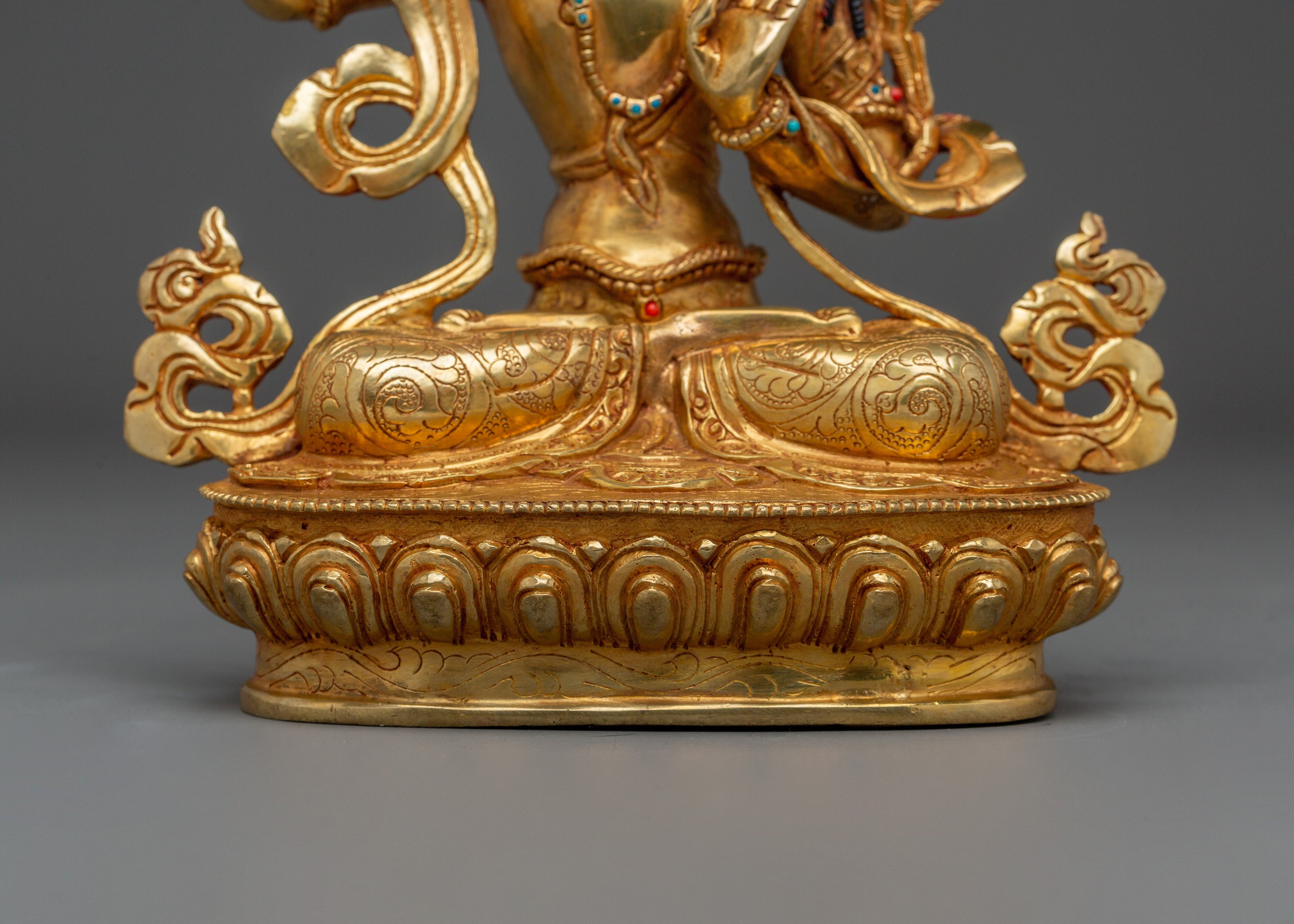 Handcrafted Manjushri Buddhist Copper Artwork | Sacred Deity for Meditation Growth