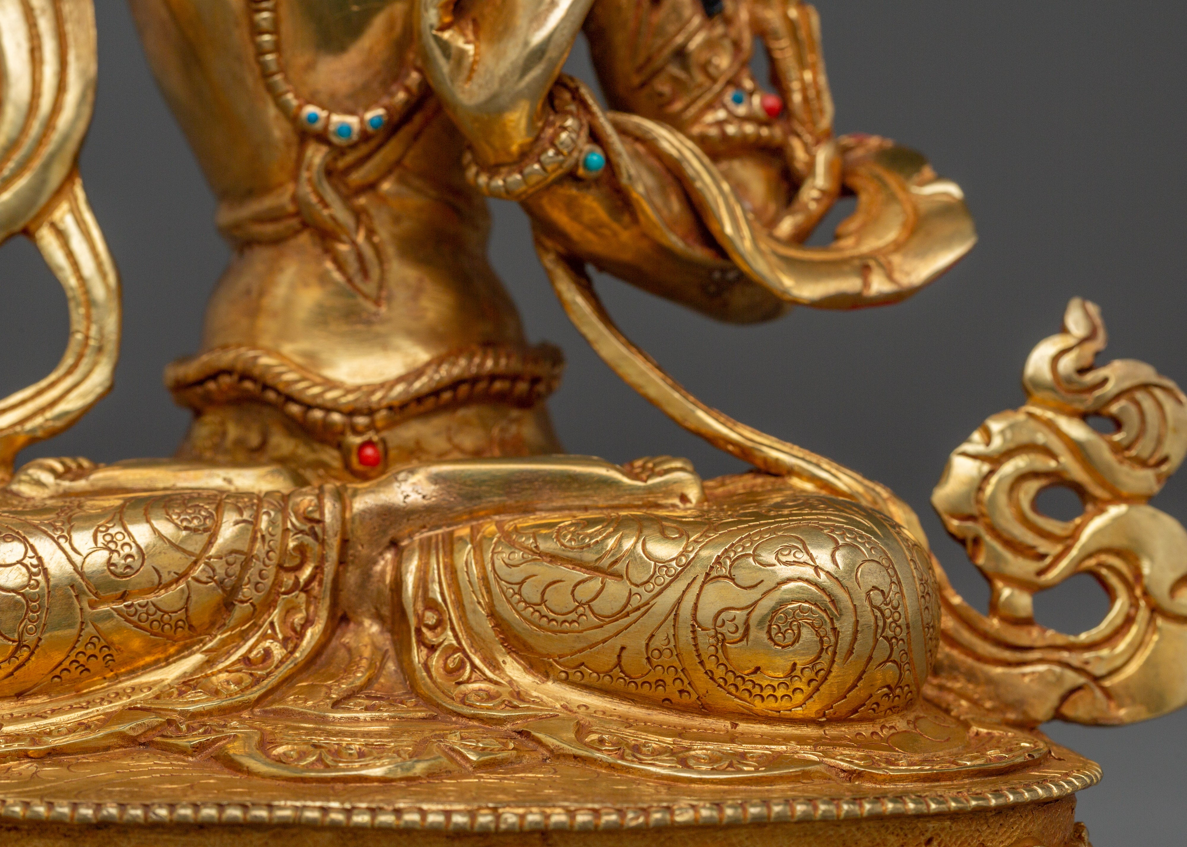 Handcrafted Manjushri Buddhist Copper Artwork | Sacred Deity for Meditation Growth