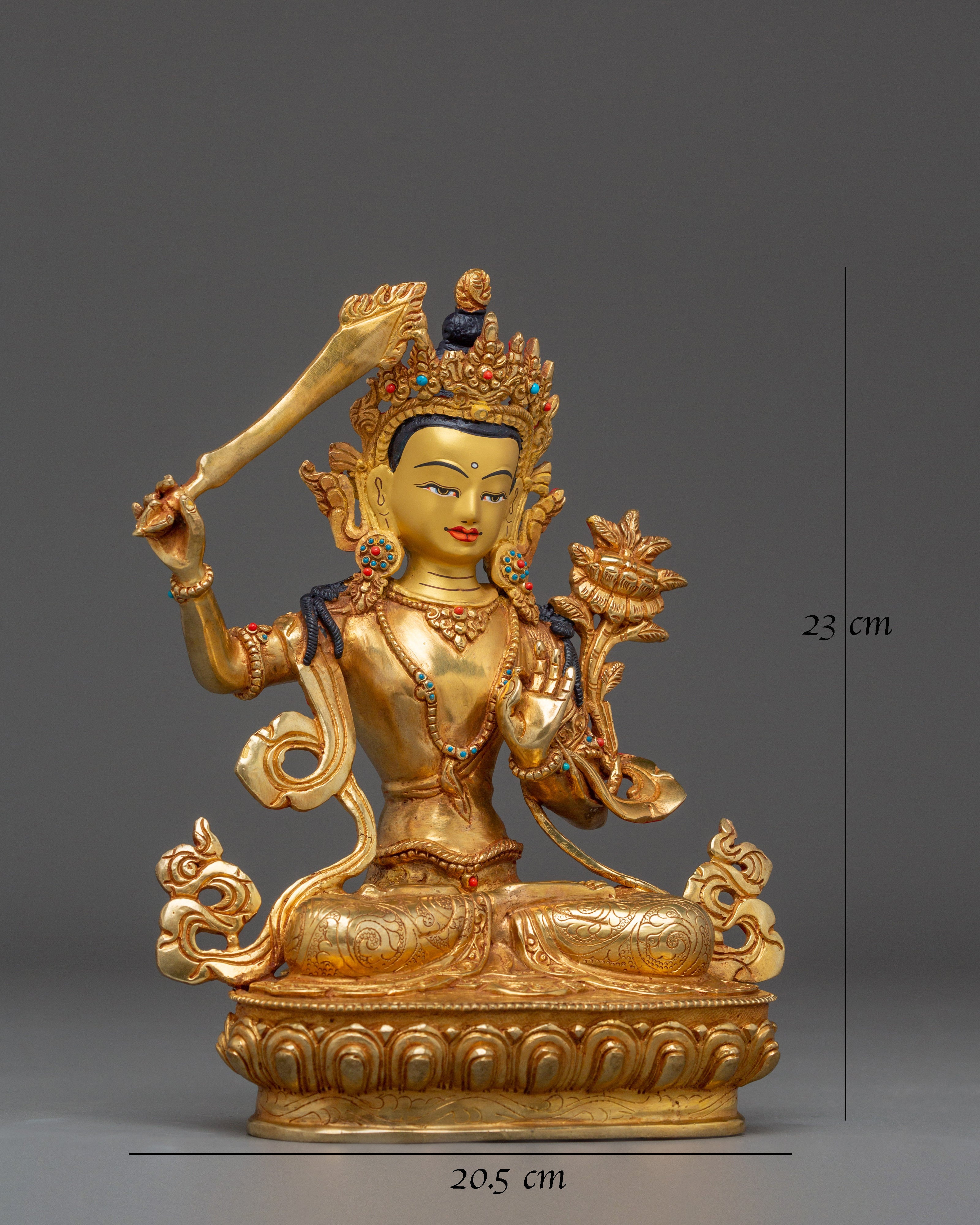 Handcrafted Manjushri Buddhist Copper Artwork