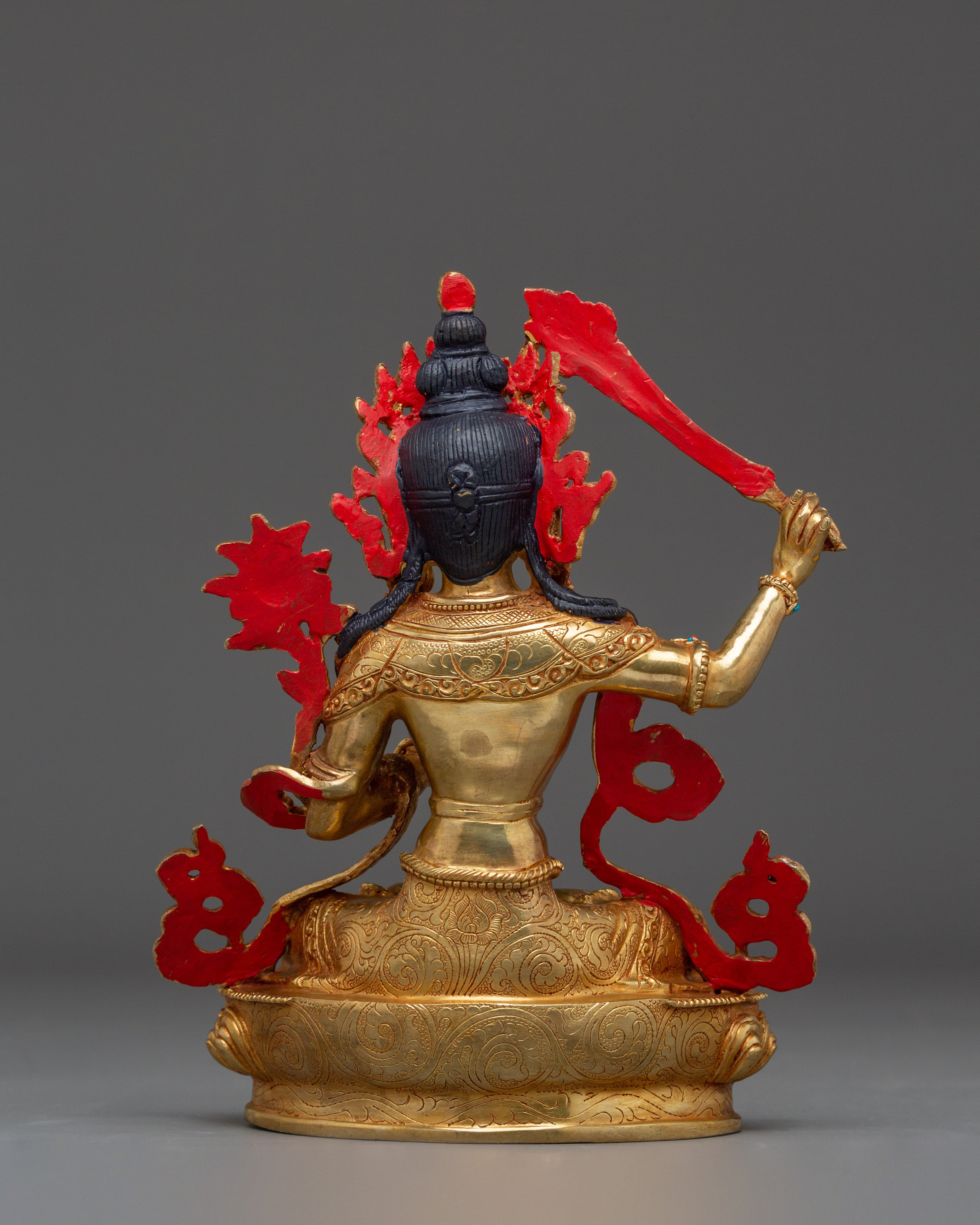 Handcrafted Manjushri Buddhist Copper Artwork | Sacred Deity for Meditation Growth
