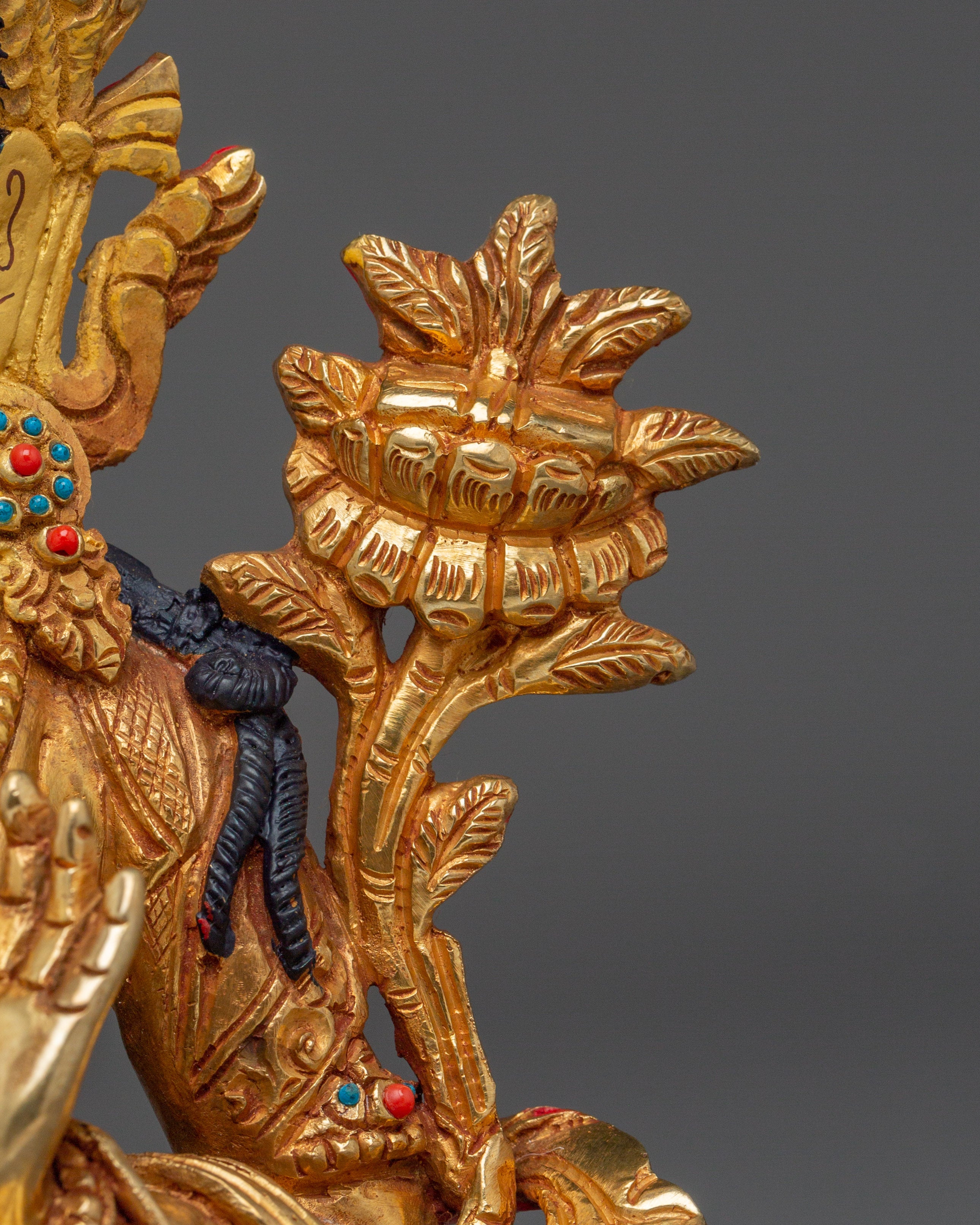 Handcrafted Manjushri Buddhist Copper Artwork | Sacred Deity for Meditation Growth