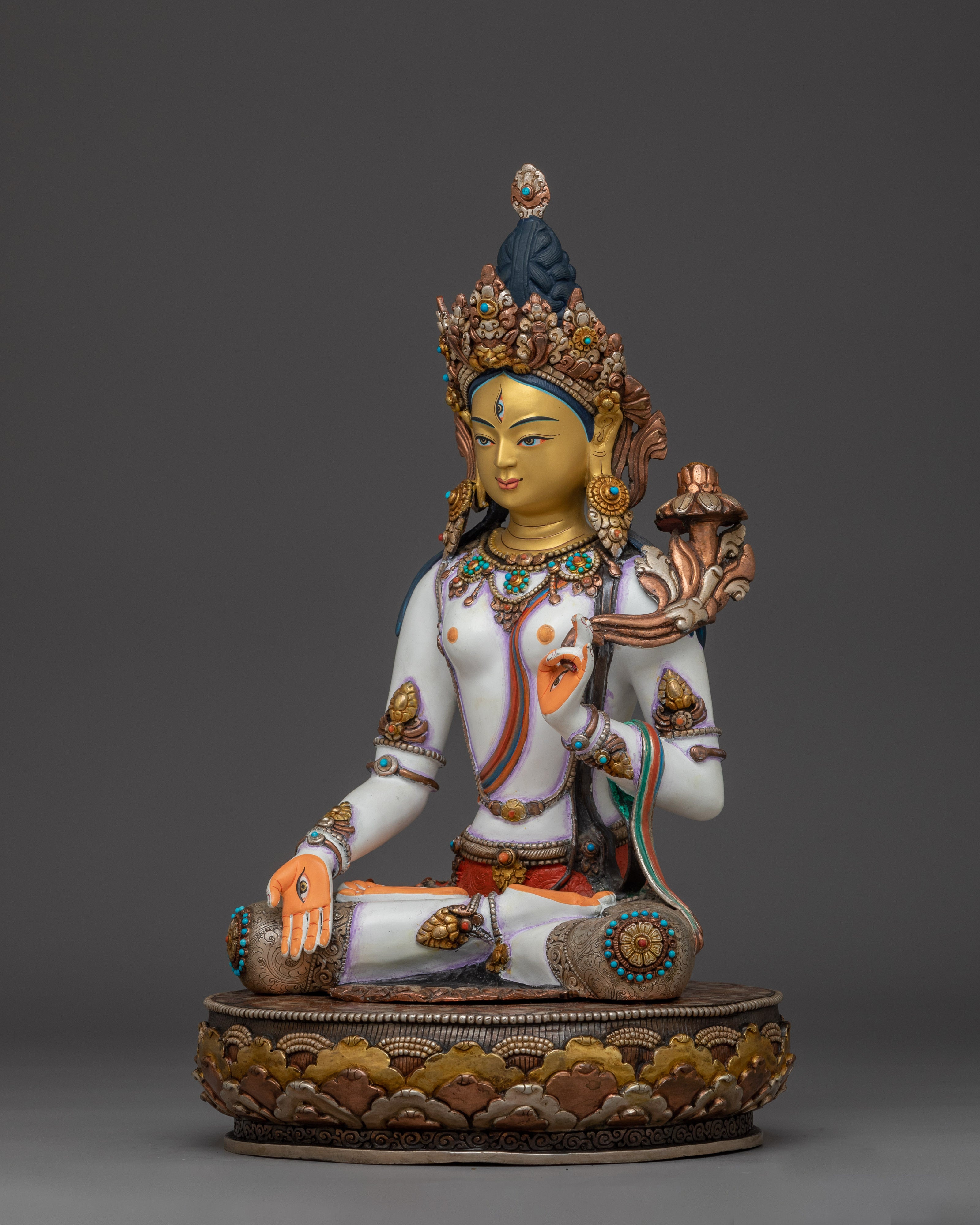 Himalayan Handcrafted White Tara Statue | Buddhist Decor Statue