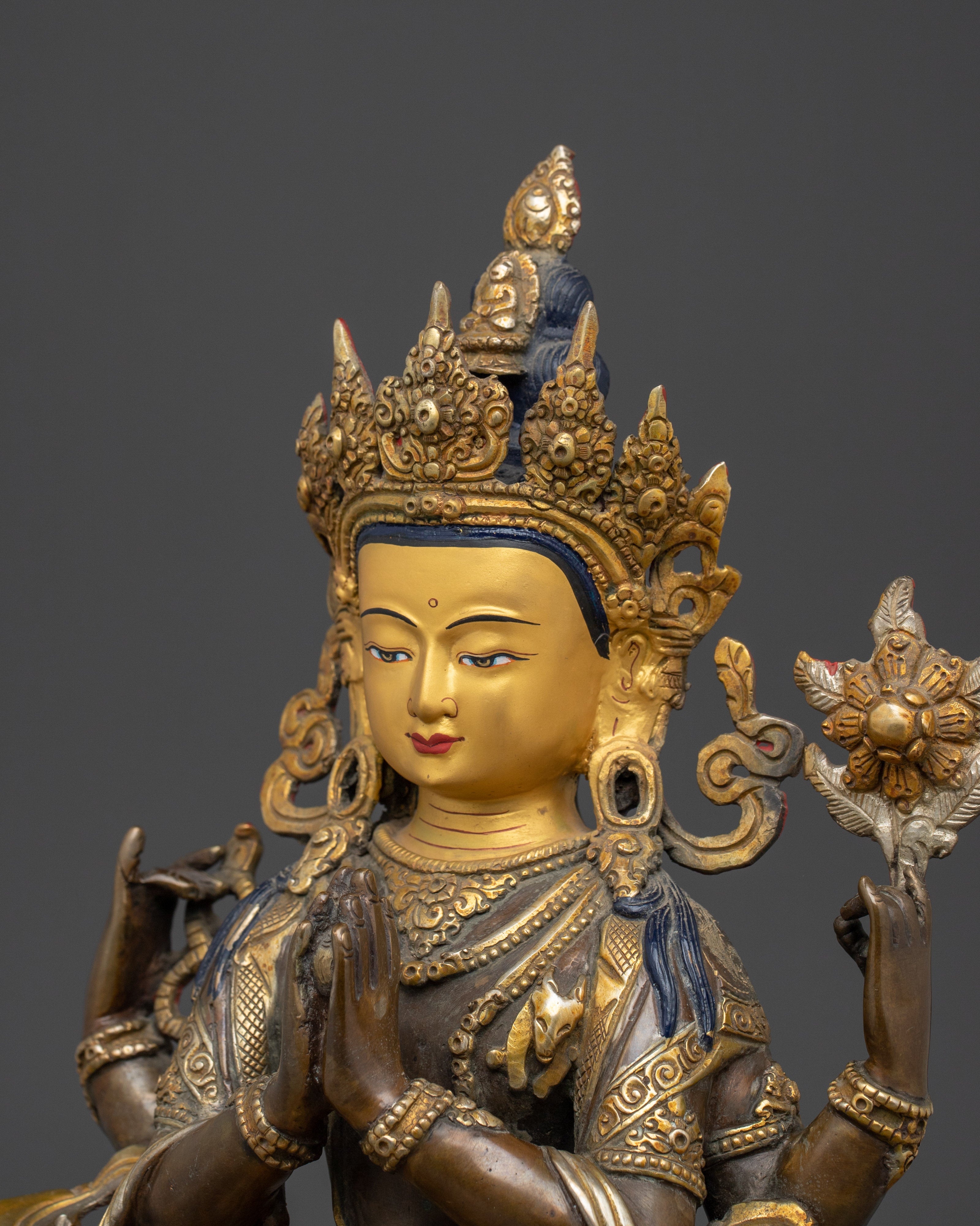 Copper Chenrezig Bodhisattva statue | Embodying Compassion and Wisdom