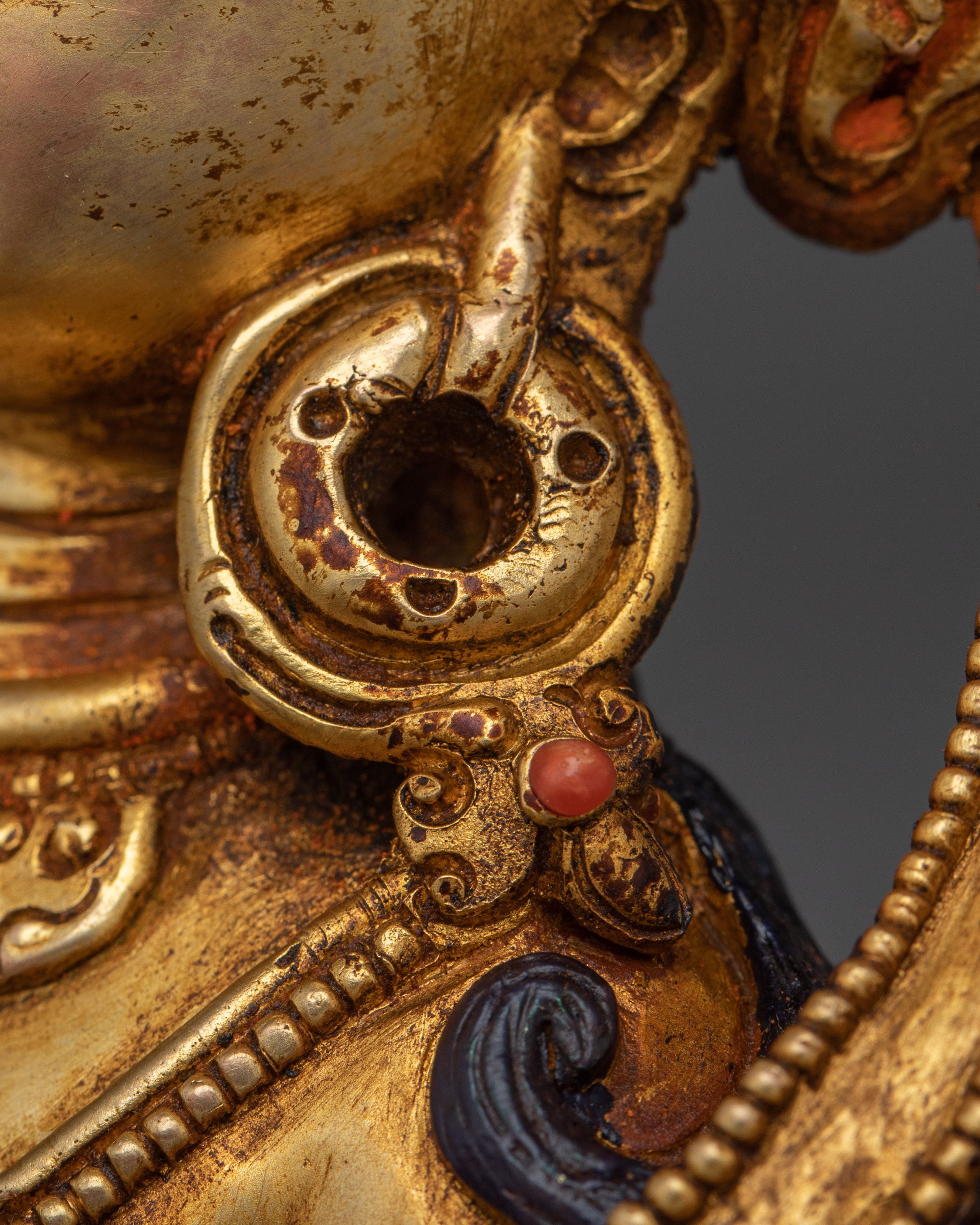 24K gold-gilded Manjushri Sculpture | Copper Deity for Wisdom & Enlightenment