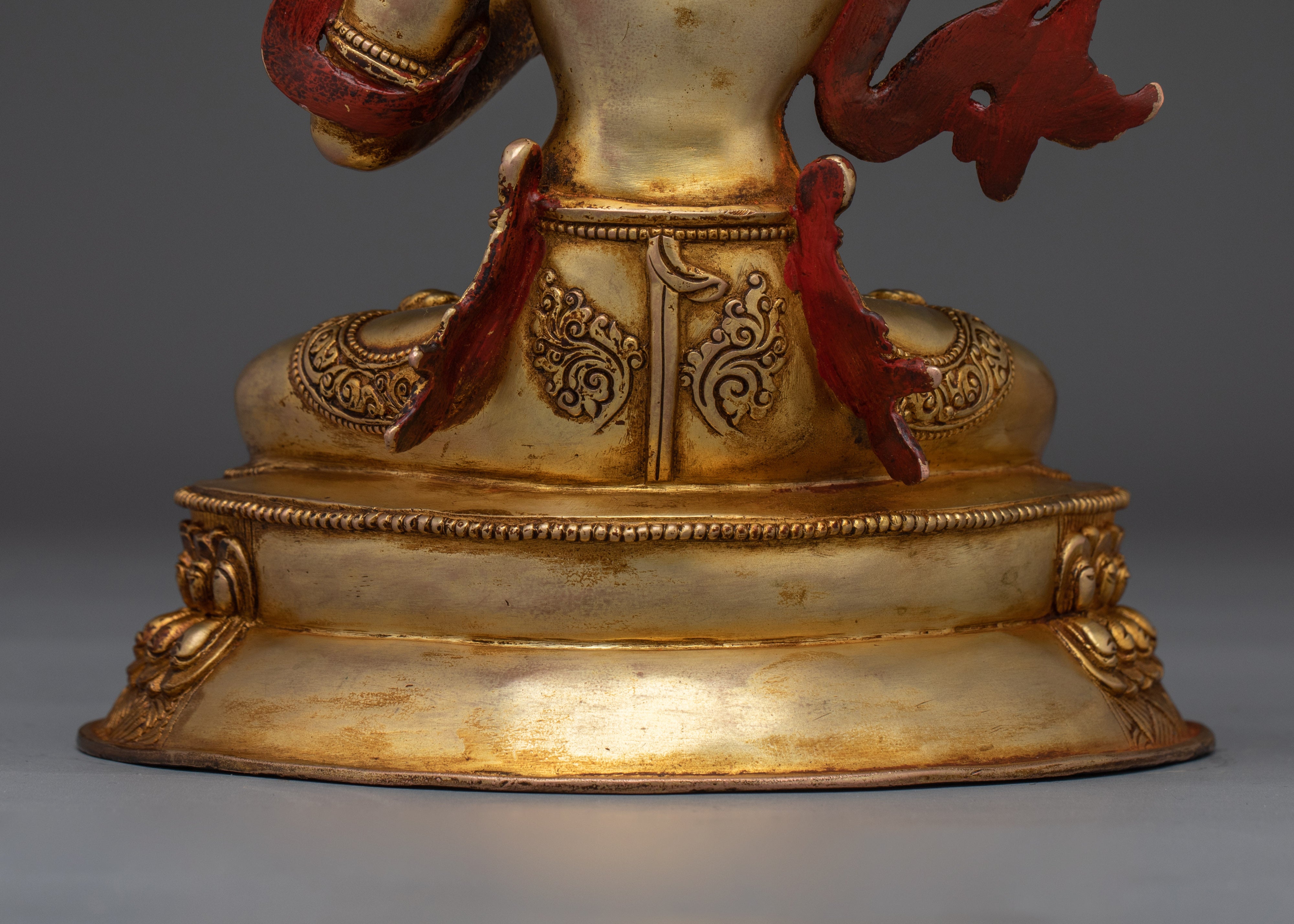 24K gold-gilded Manjushri Sculpture | Copper Deity for Wisdom & Enlightenment