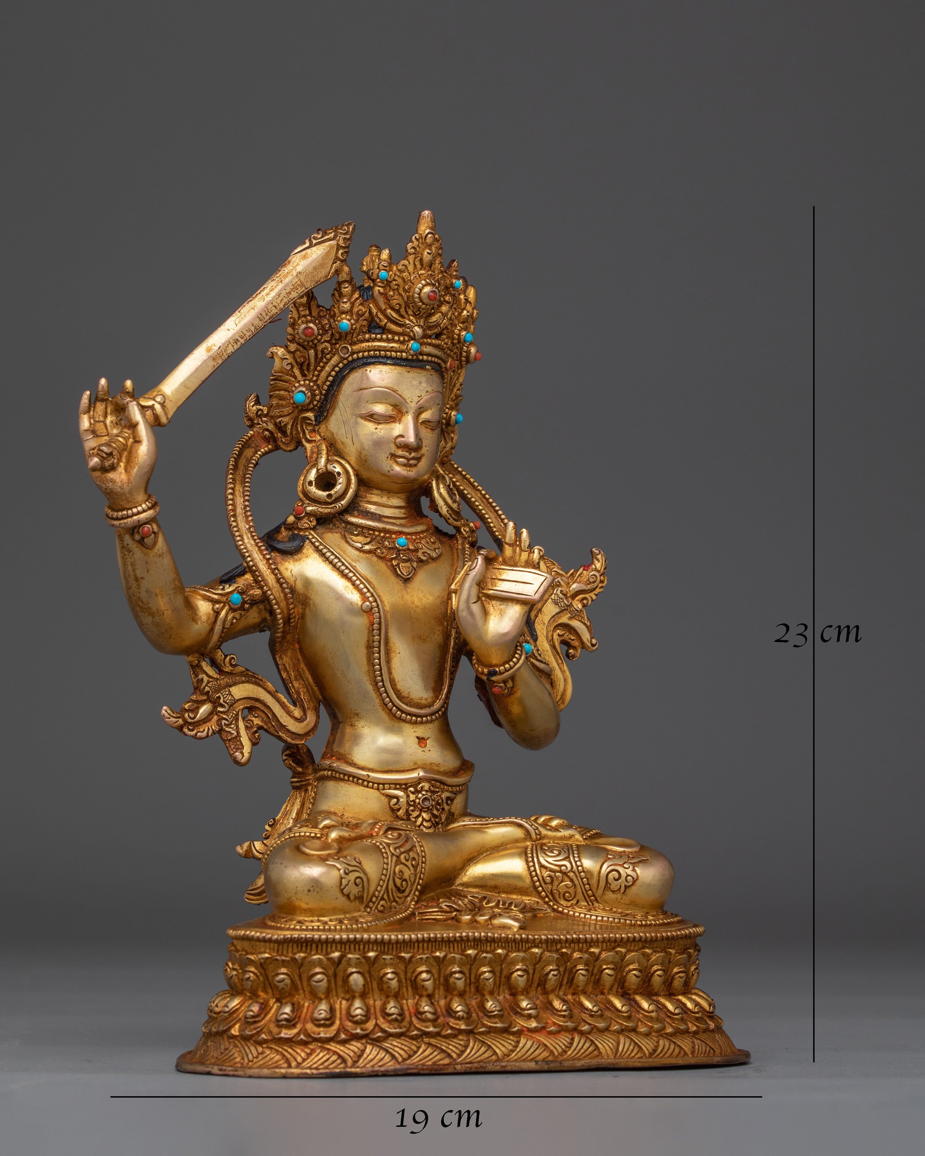 24K gold-gilded Manjushri Sculpture