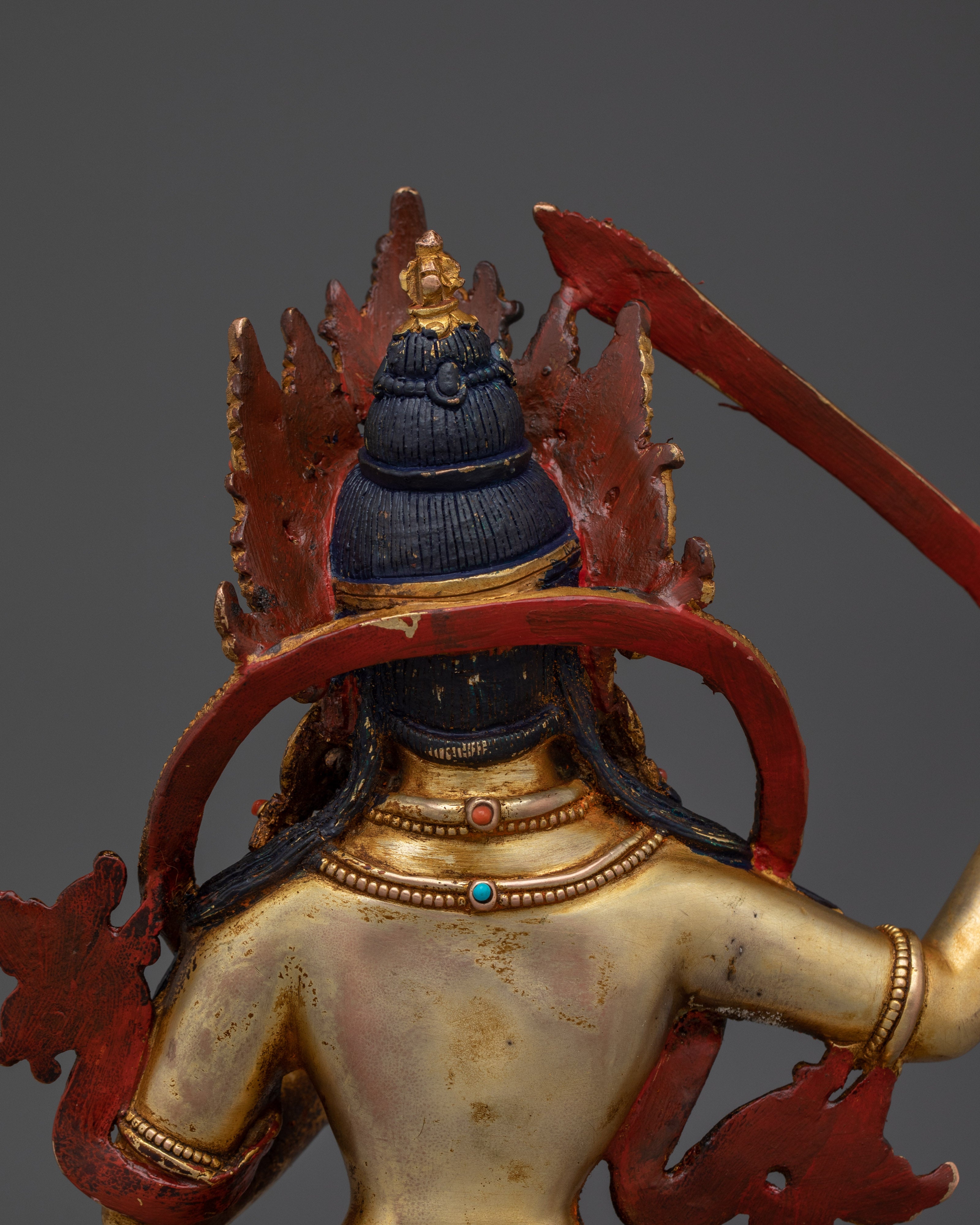 24K gold-gilded Manjushri Sculpture | Copper Deity for Wisdom & Enlightenment