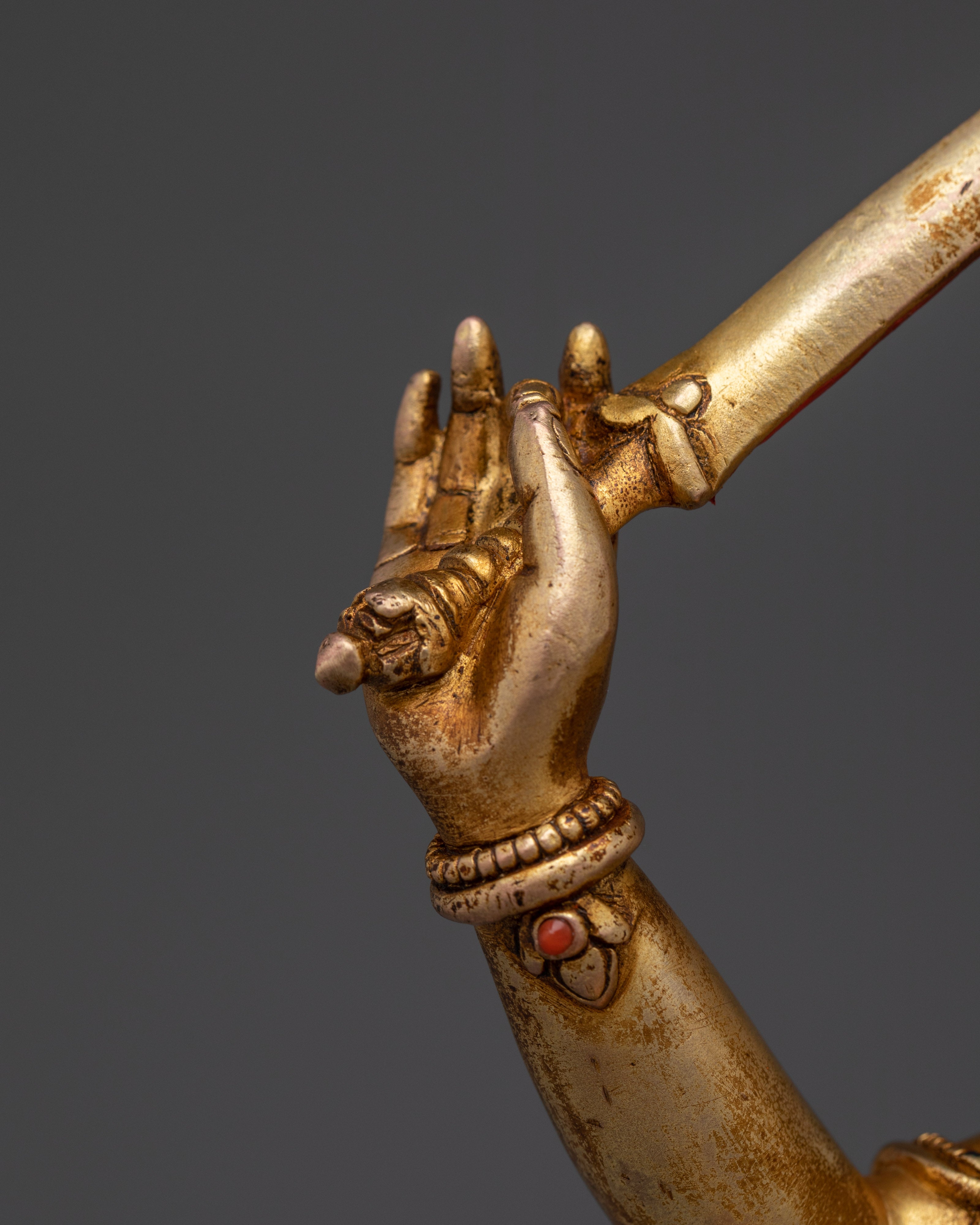 24K gold-gilded Manjushri Sculpture | Copper Deity for Wisdom & Enlightenment