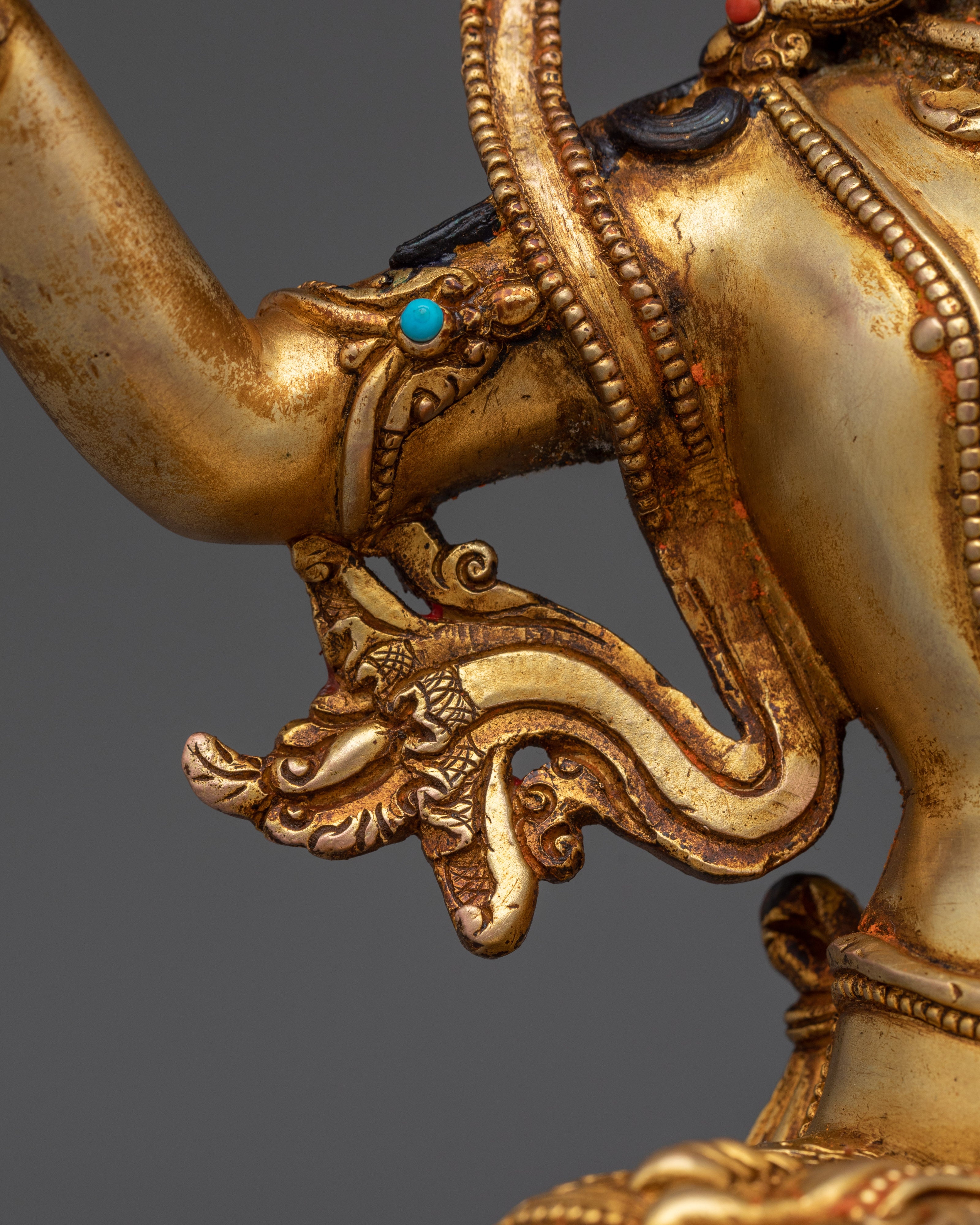 24K gold-gilded Manjushri Sculpture | Copper Deity for Wisdom & Enlightenment