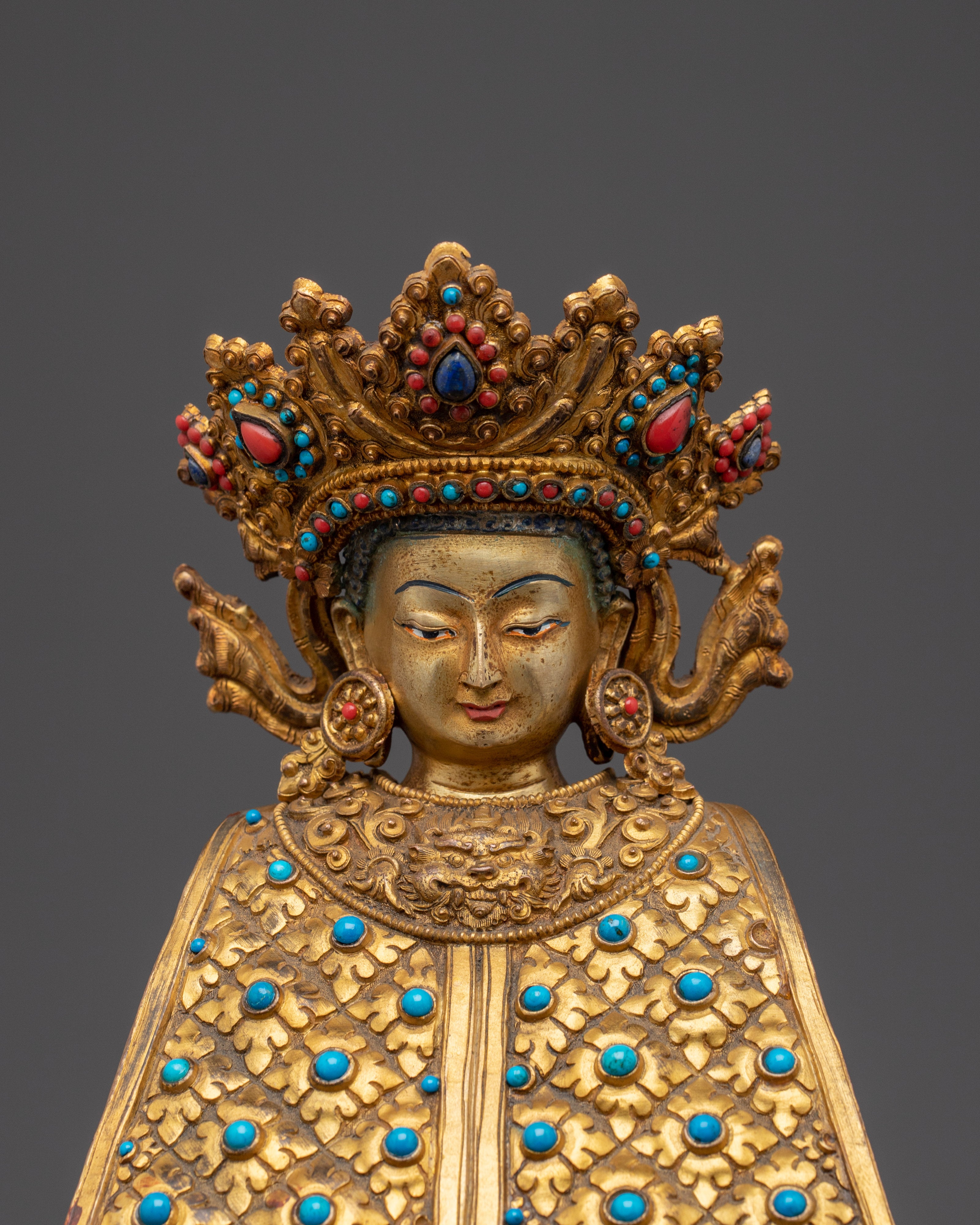 Majestic Shakyamuni buddha with Disciples and Throne for Spiritual Decor