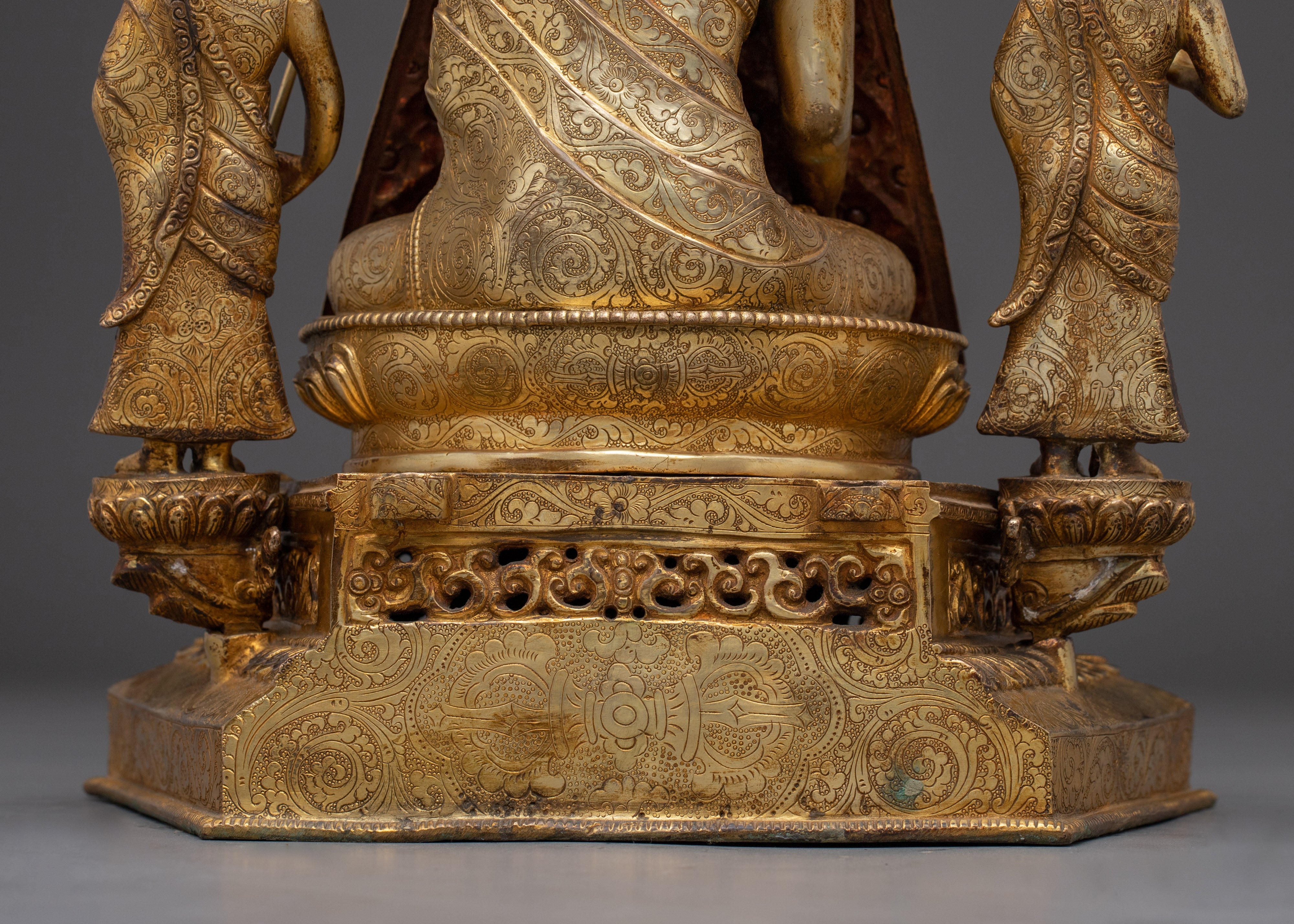 Majestic Shakyamuni buddha with Disciples and Throne for Spiritual Decor