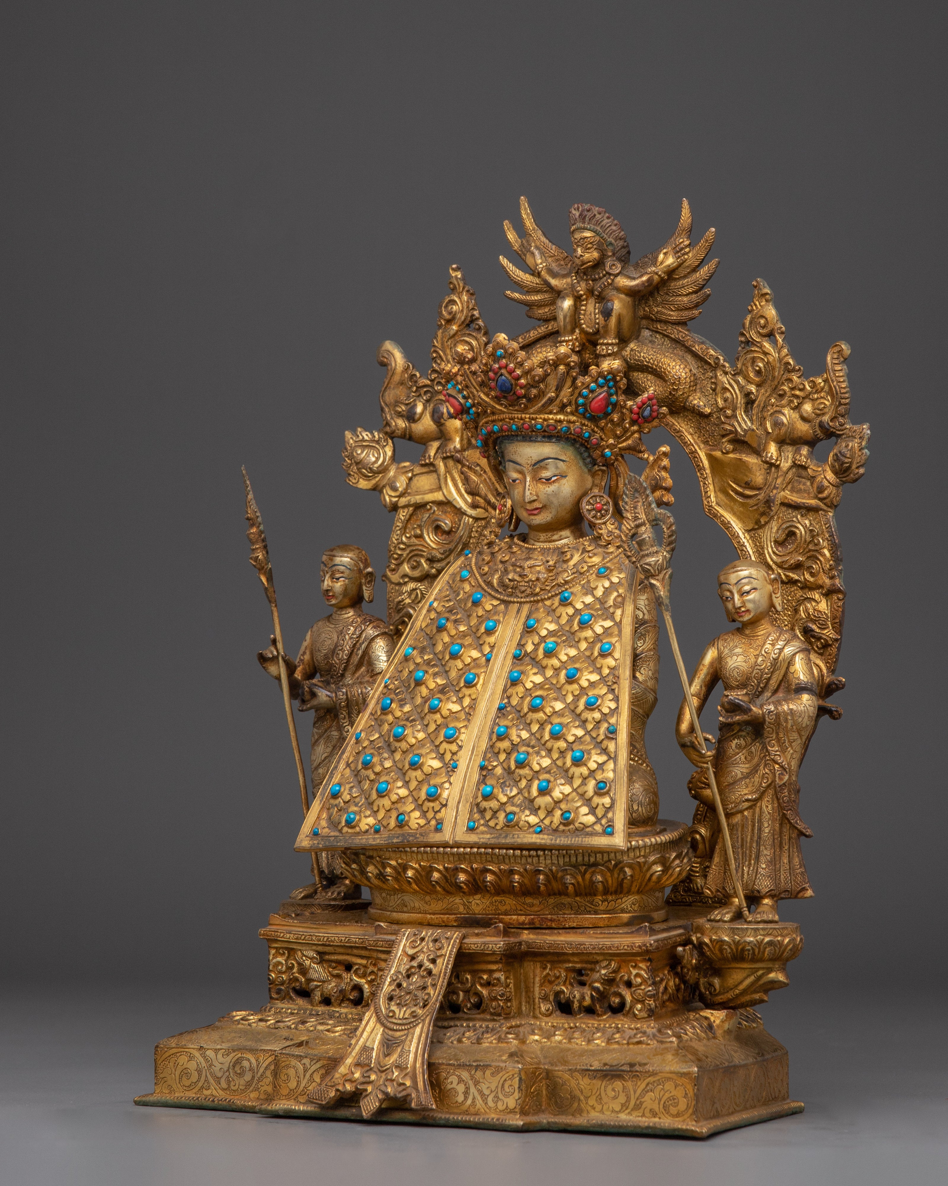 Majestic Shakyamuni buddha with Disciples and Throne for Spiritual Decor