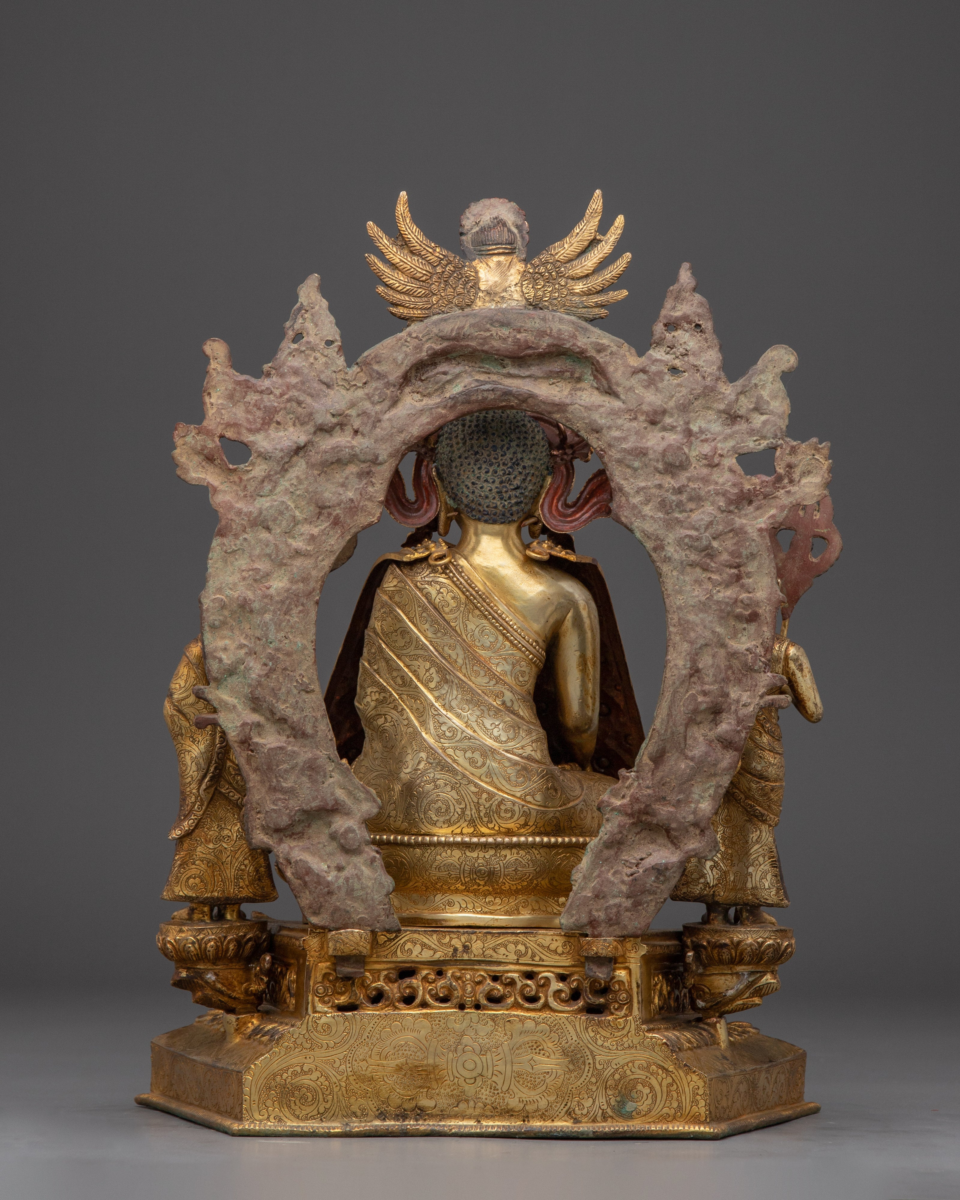 Majestic Shakyamuni buddha with Disciples and Throne for Spiritual Decor
