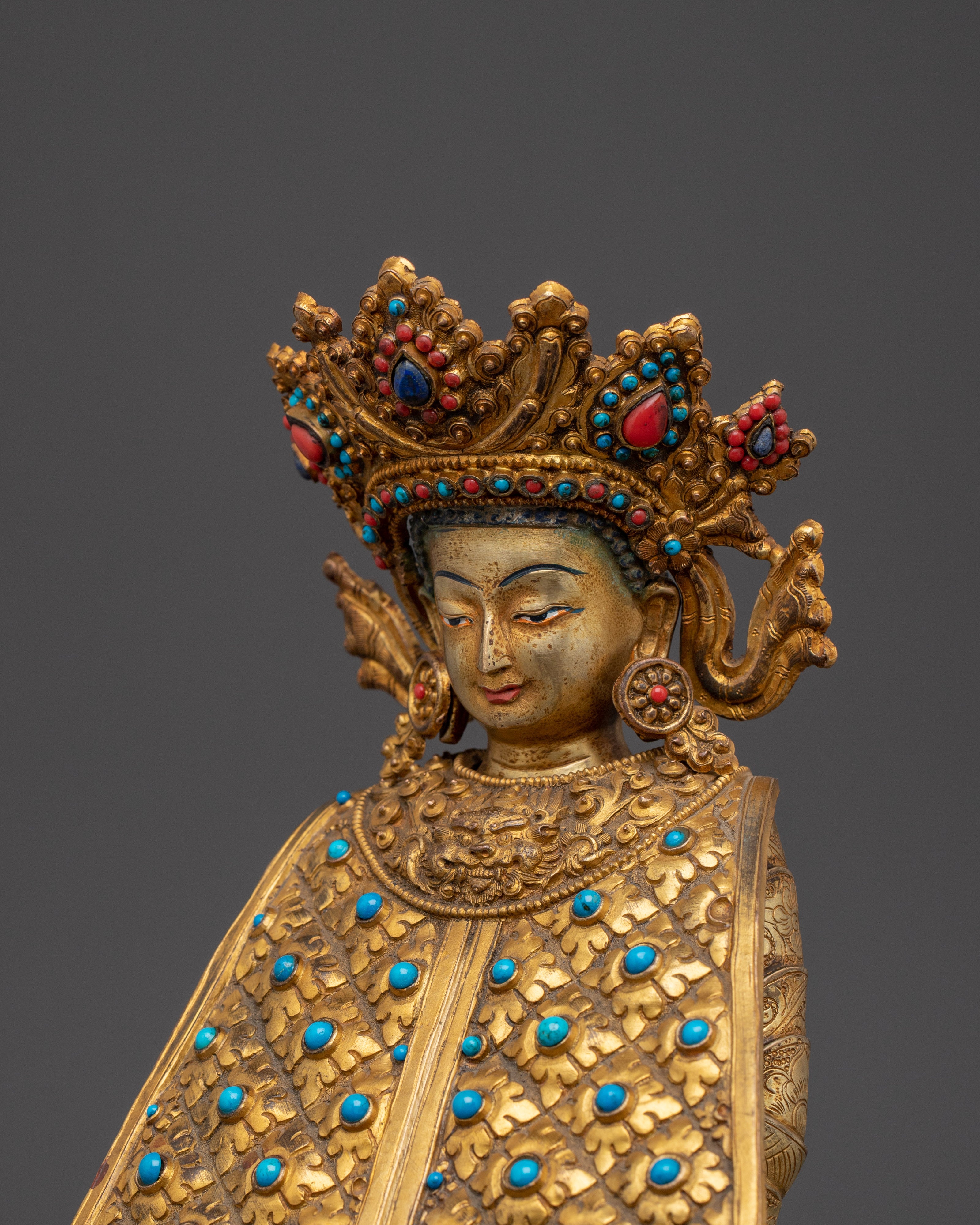 Majestic Shakyamuni buddha with Disciples and Throne for Spiritual Decor