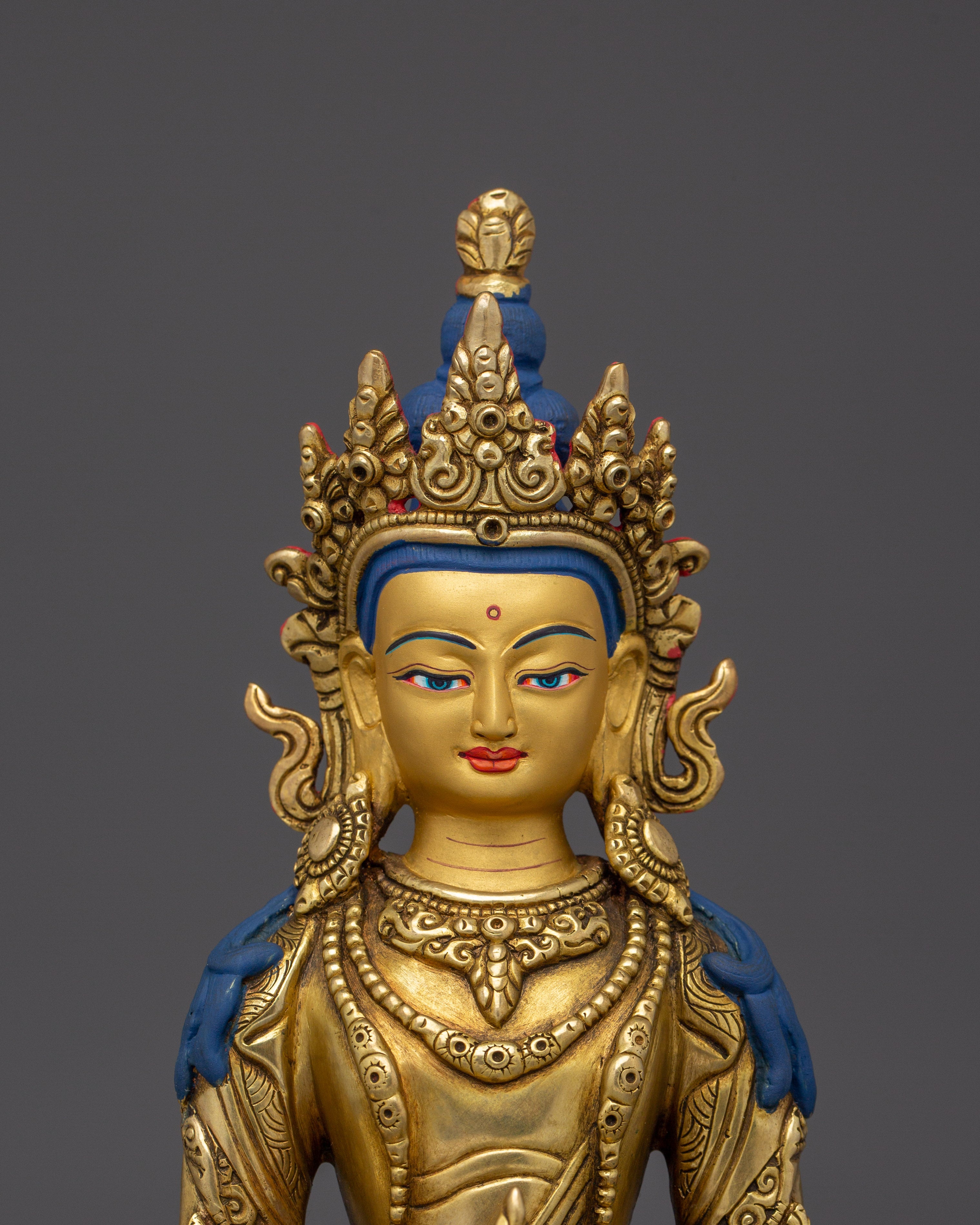 Amitayus Golden Decor Statue | Tibetan Long-life Buddha