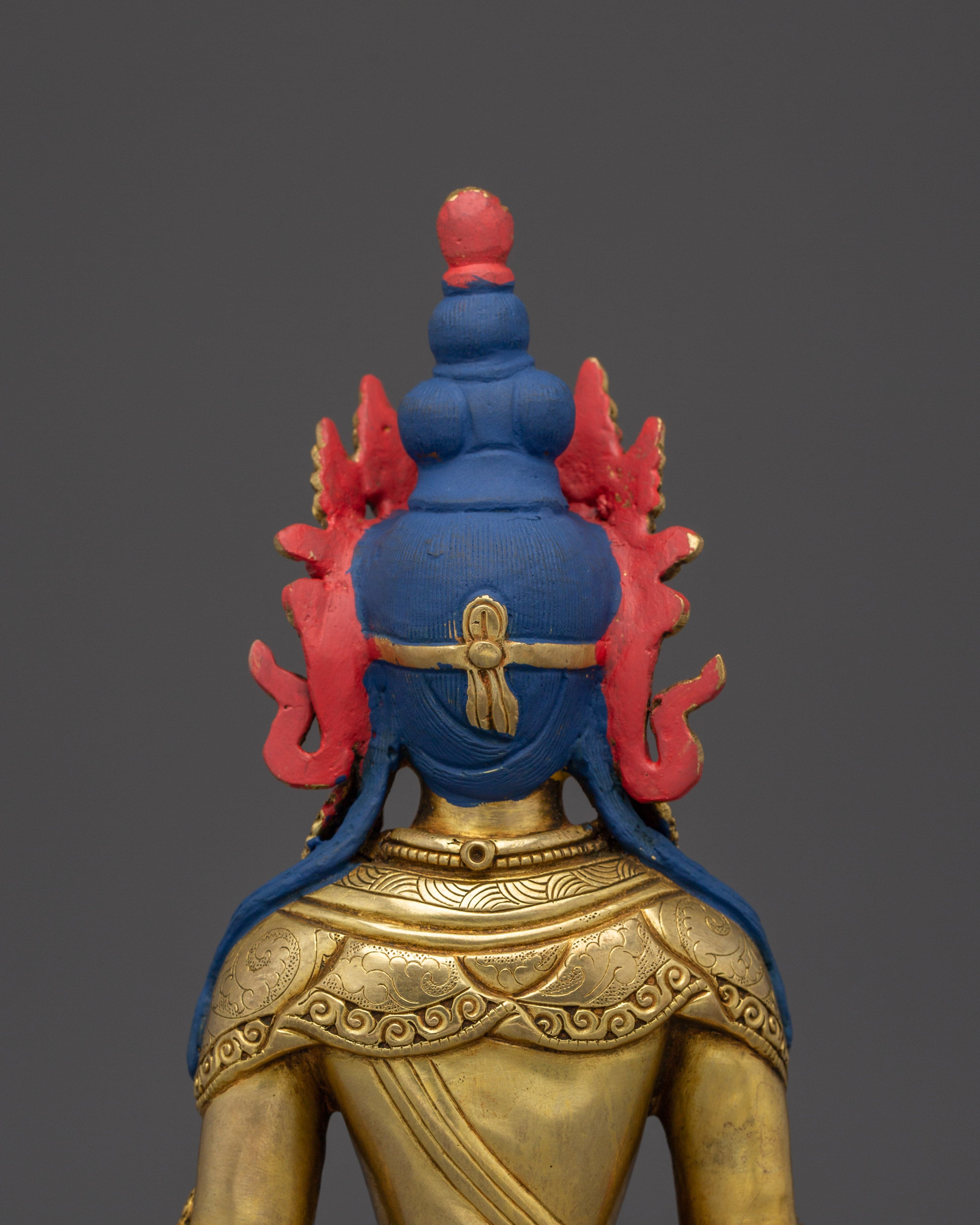 Amitayus Golden Decor Statue | Tibetan Long-life Buddha