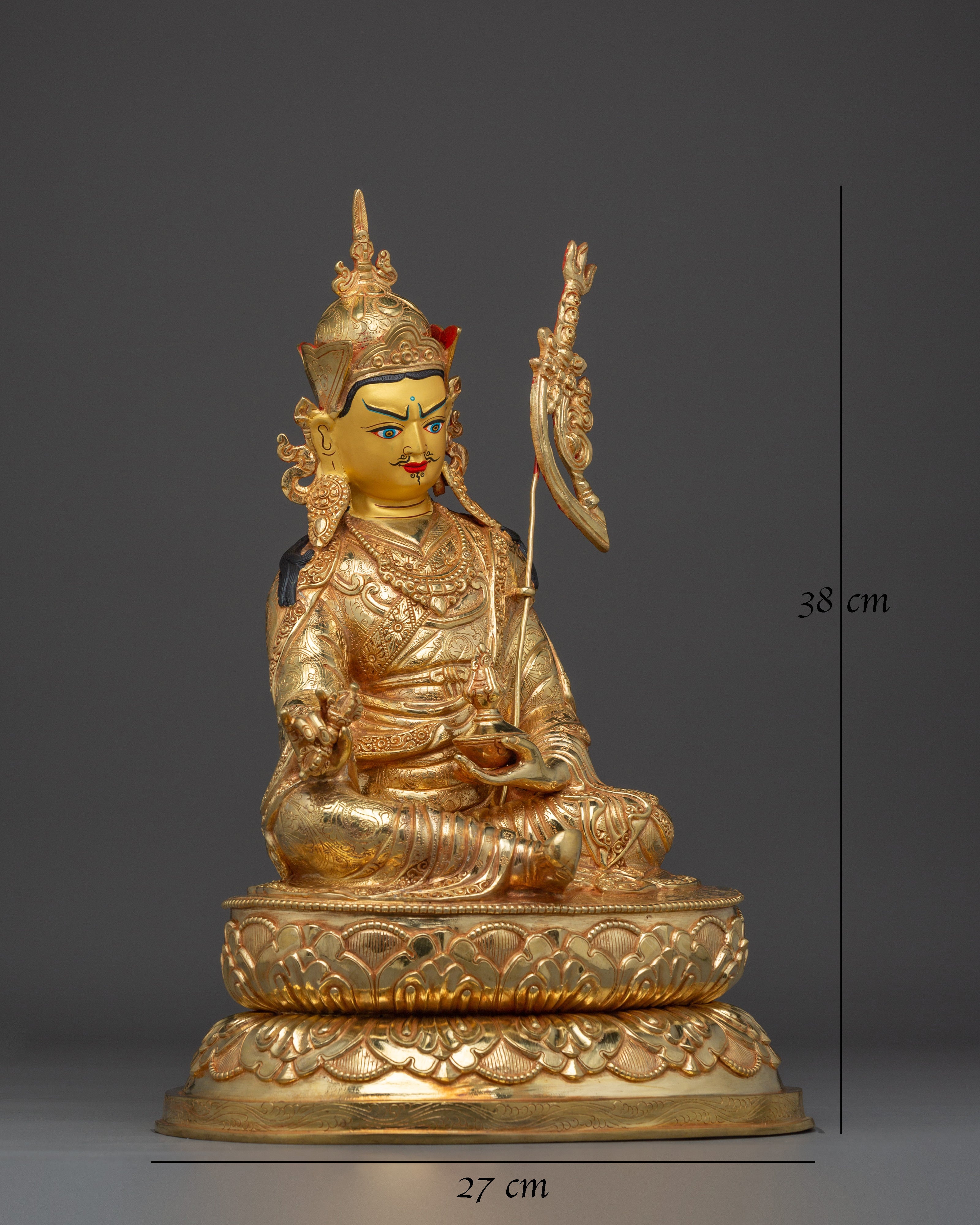 24K Gold-Gilded Golden Guru Rinpoche Statue