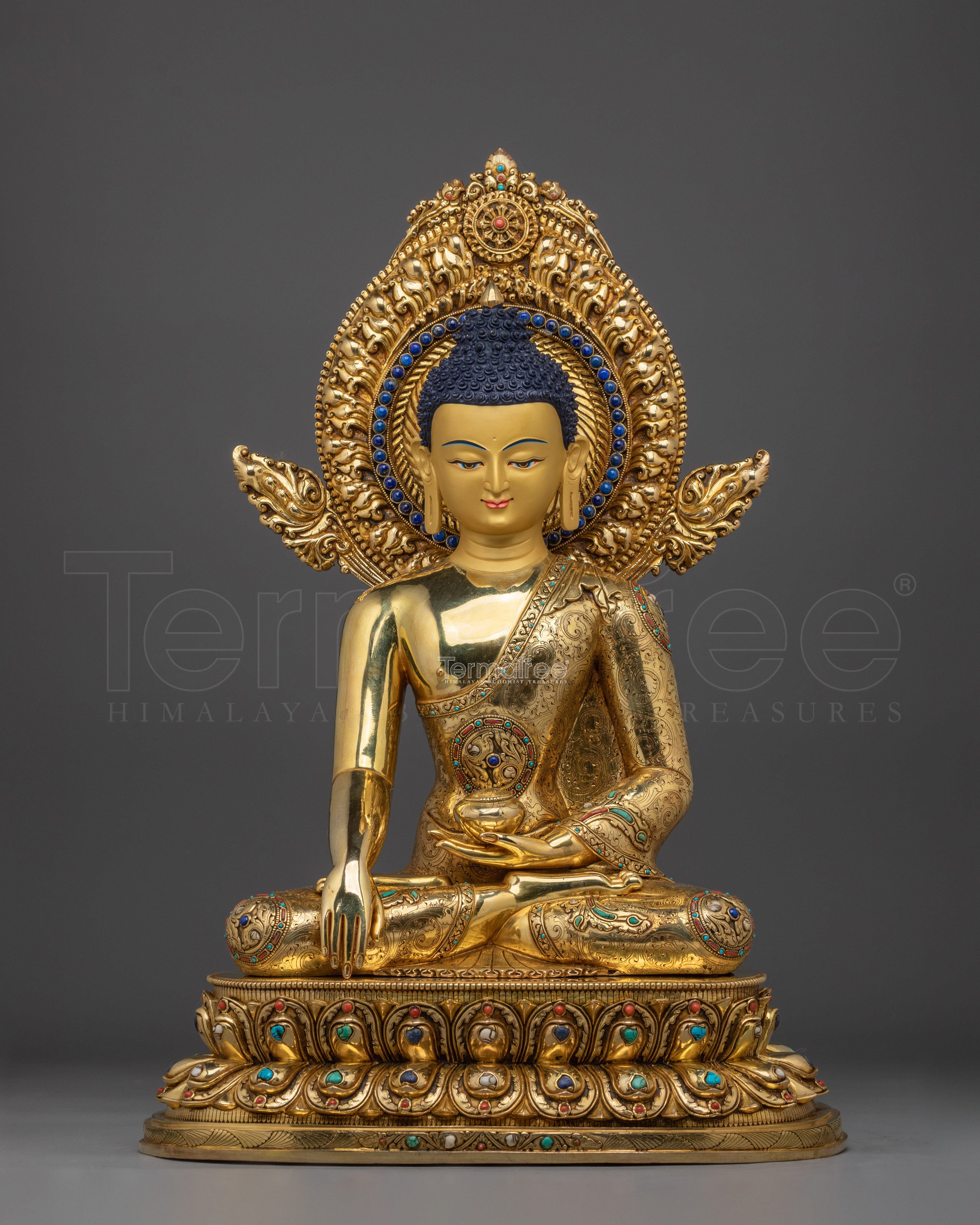 Golden Traditional Shakyamuni Buddha Sculpture | Enlightenment Symbol