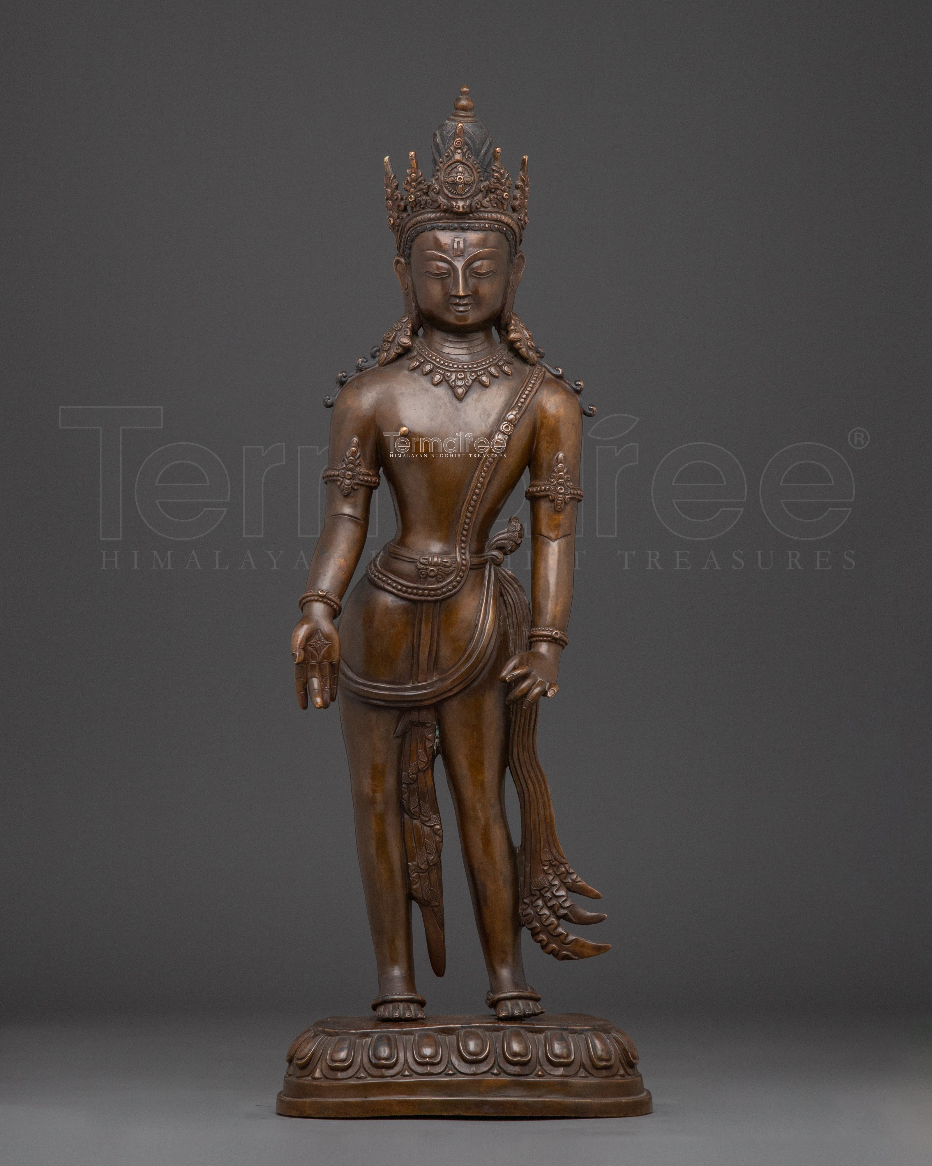 Oxidized Standing Avalokiteshvara Statue | Bodhisattva of Compassion
