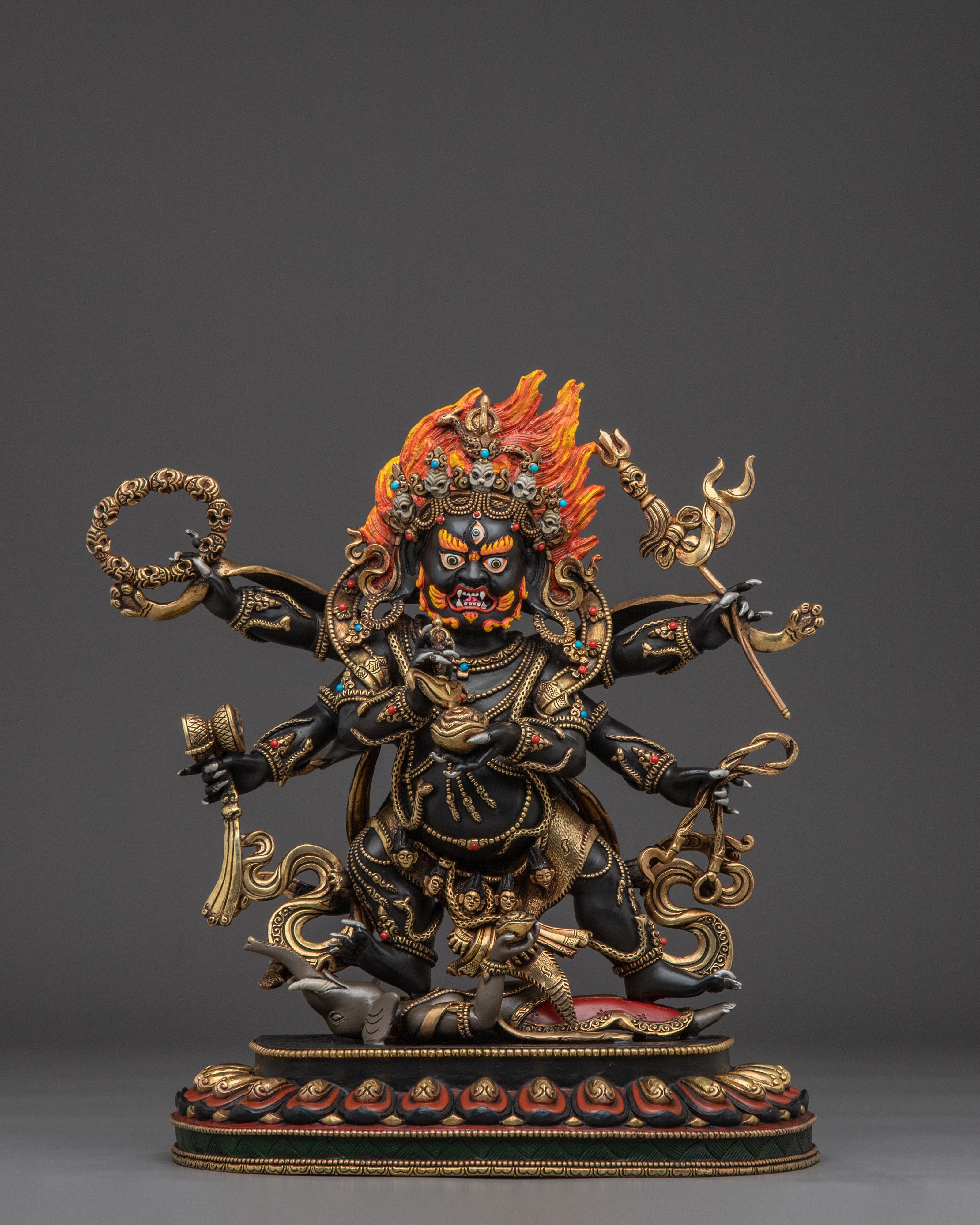 Wrathful Six Armed Mahakala Statue | Guardian of the Dharma