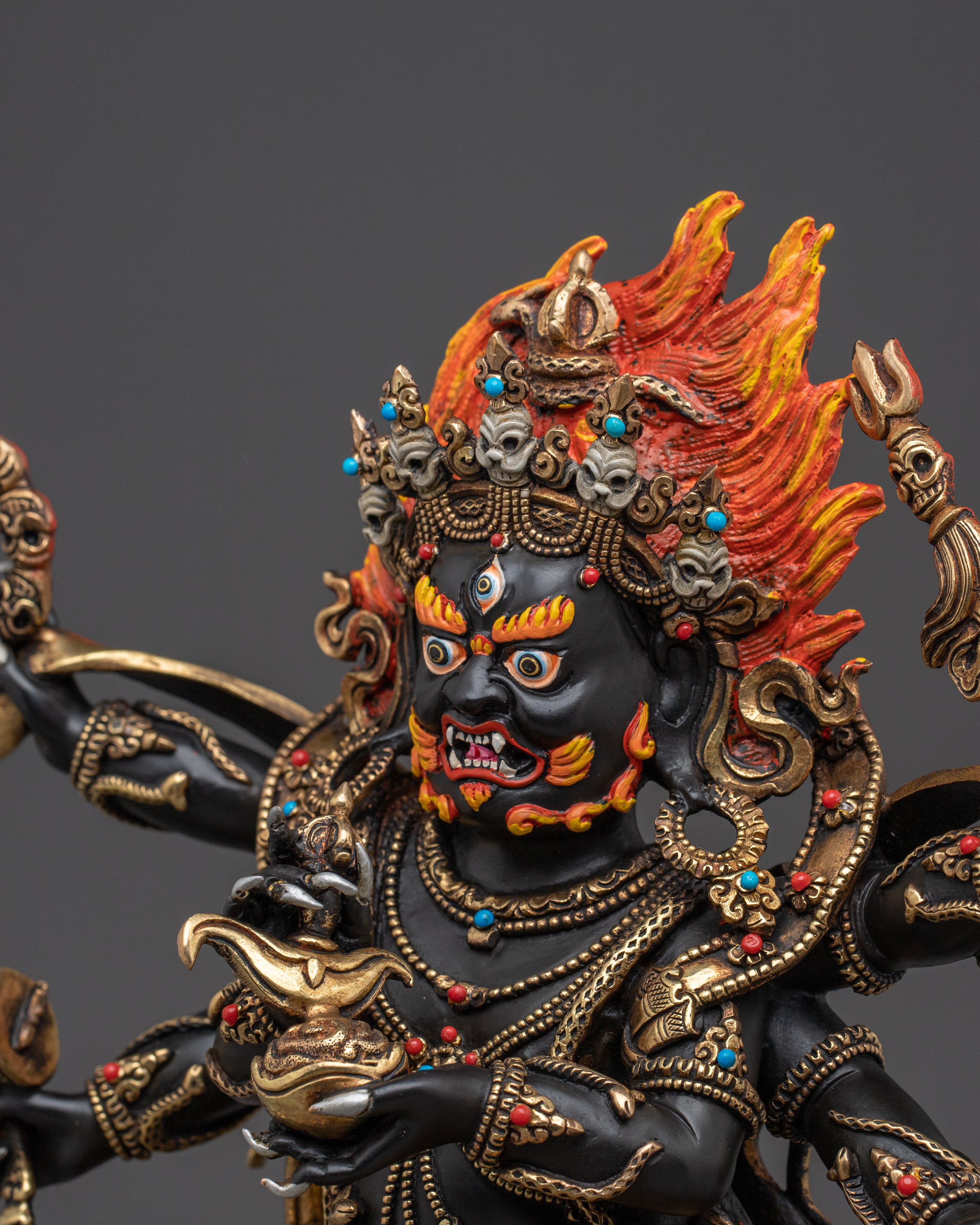 Wrathful Six Armed Mahakala Statue | Guardian of the Dharma