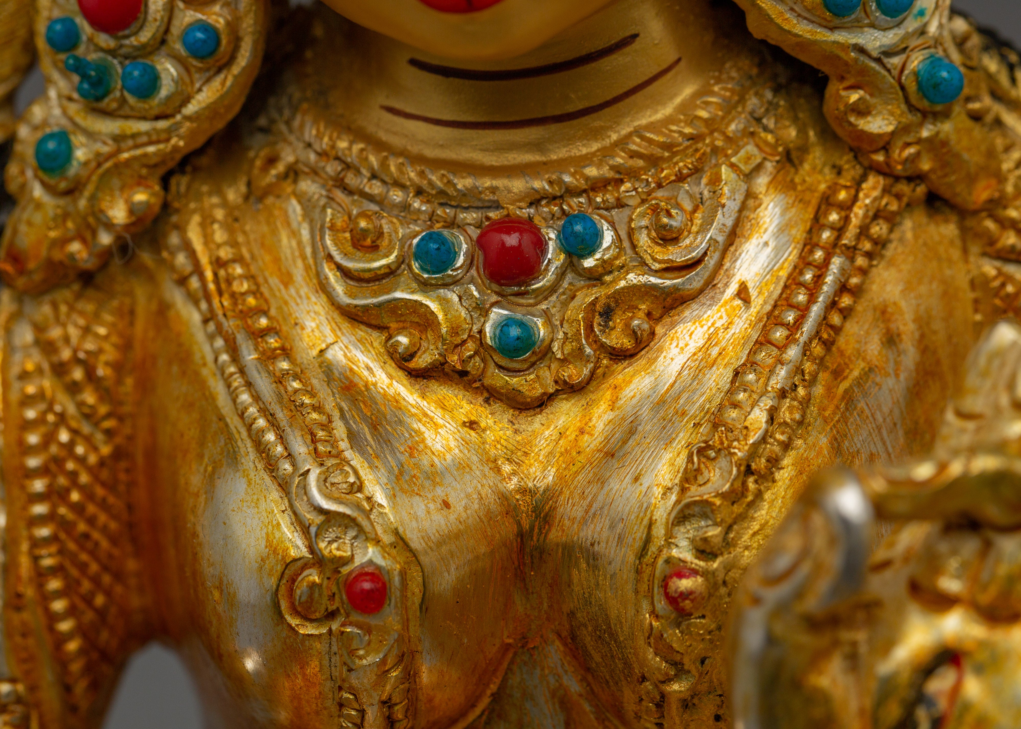 Handcrafted White Tara Copper Artwork | Buddhist Figurine for Spiritual Practice