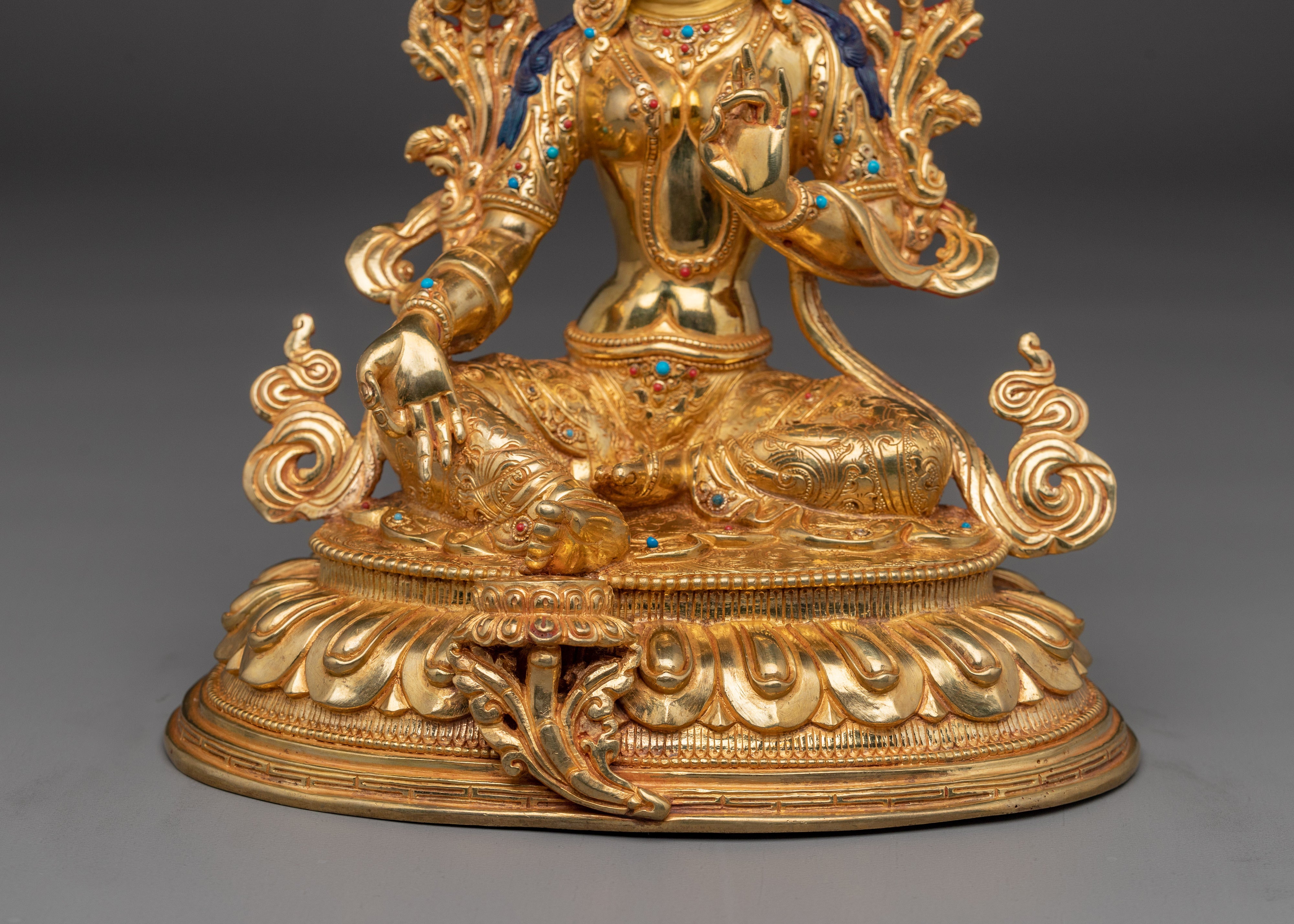 Serene Green Tara Handcrafted Figurine | Himalayan Buddhist Artwork