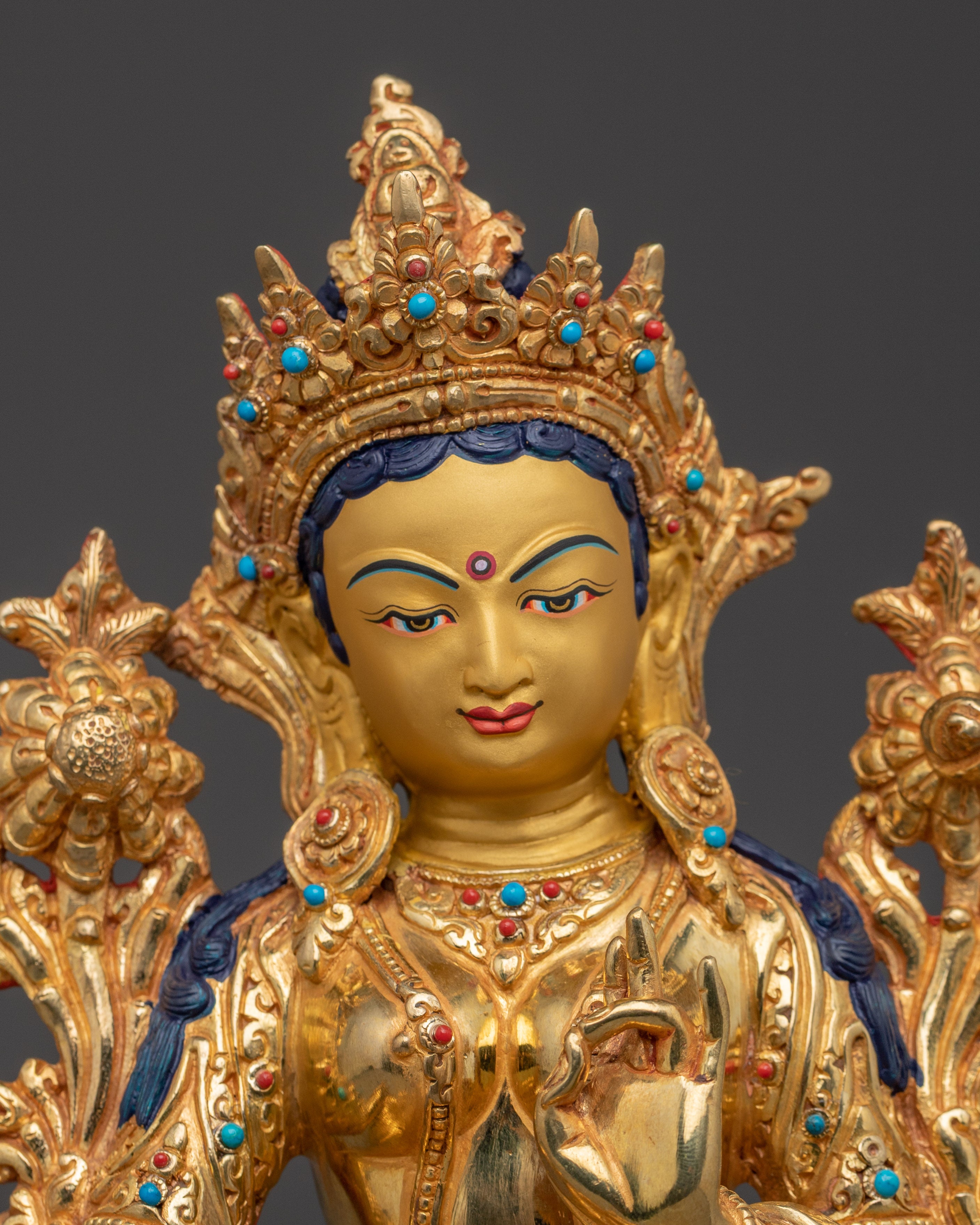 Serene Green Tara Handcrafted Figurine | Himalayan Buddhist Artwork