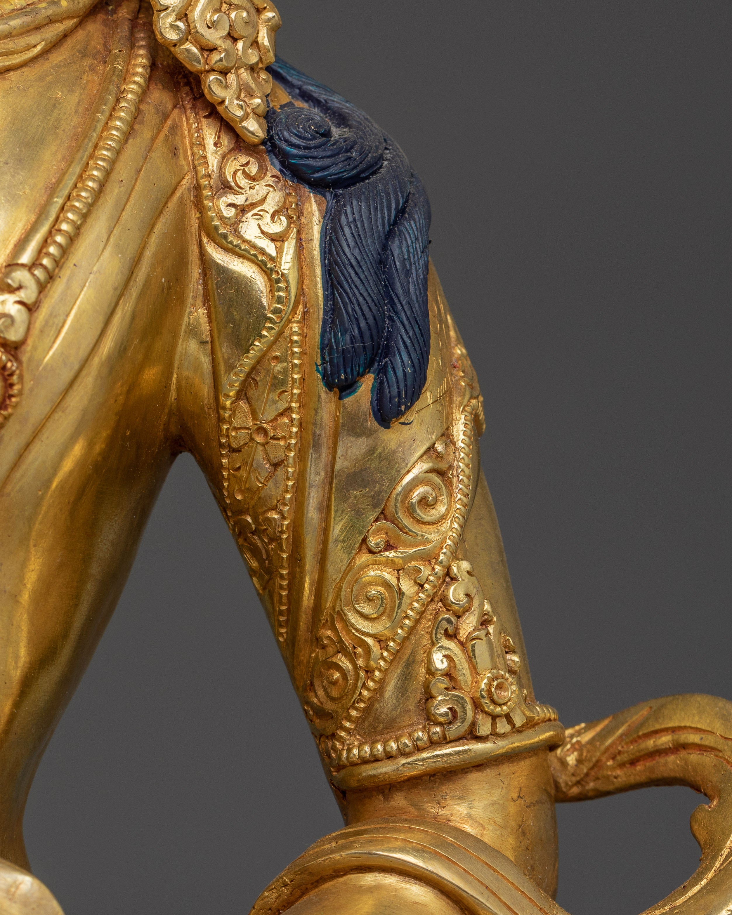 Handcrafted 24K Gold Gilded Vajrasattva Buddhist Sculpture For Meditation