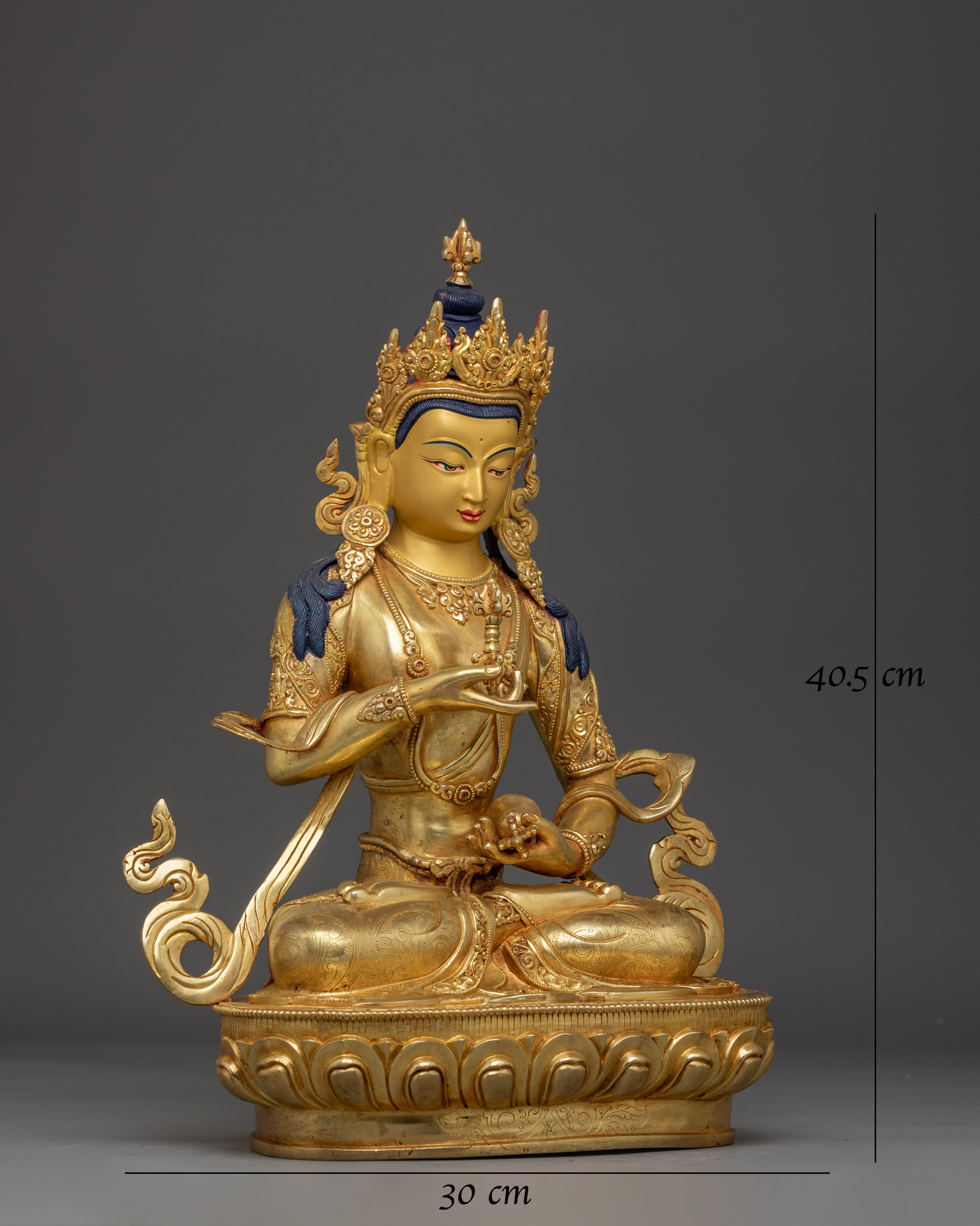 Handcrafted 24K Gold Gilded Vajrasattva Buddhist Sculpture