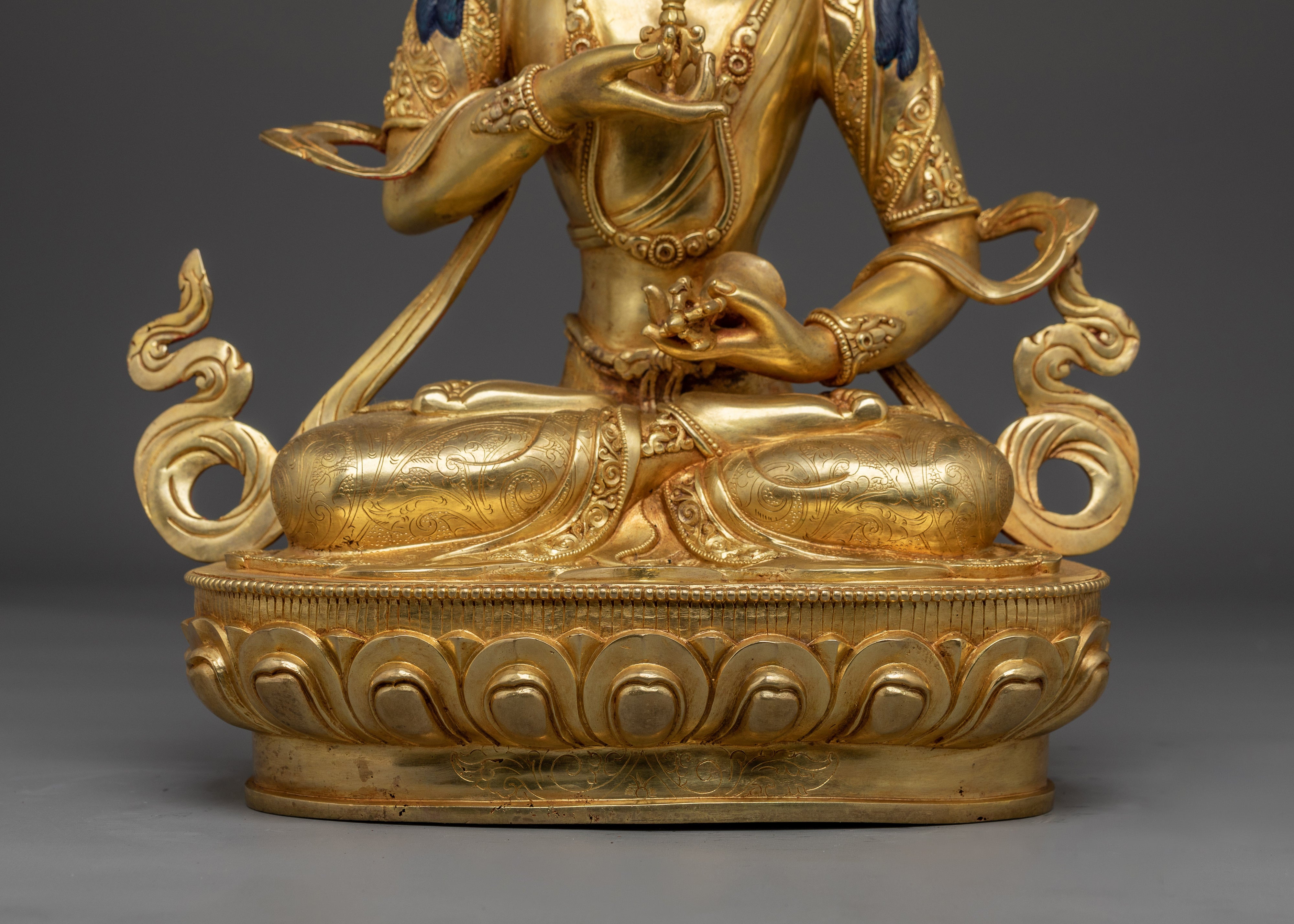 Handcrafted 24K Gold Gilded Vajrasattva Buddhist Sculpture For Meditation