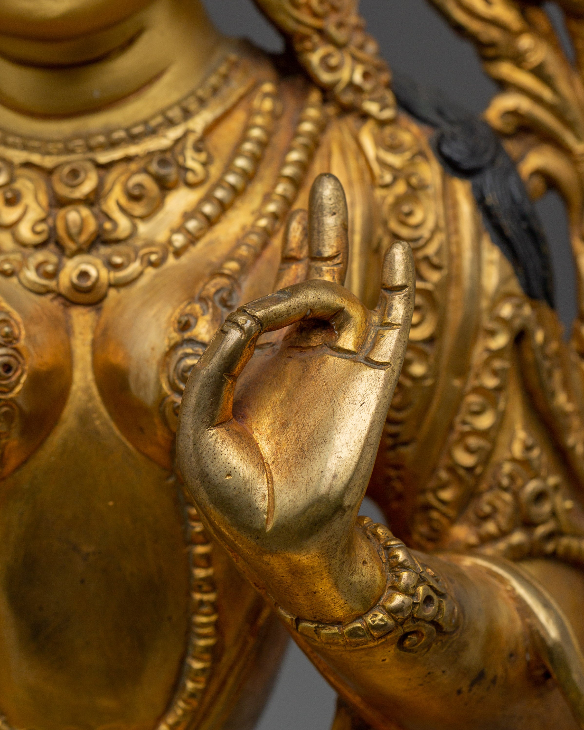 Exquisite Golden Green Tara Artwork | Embodiment of Compassion and Swift Protection