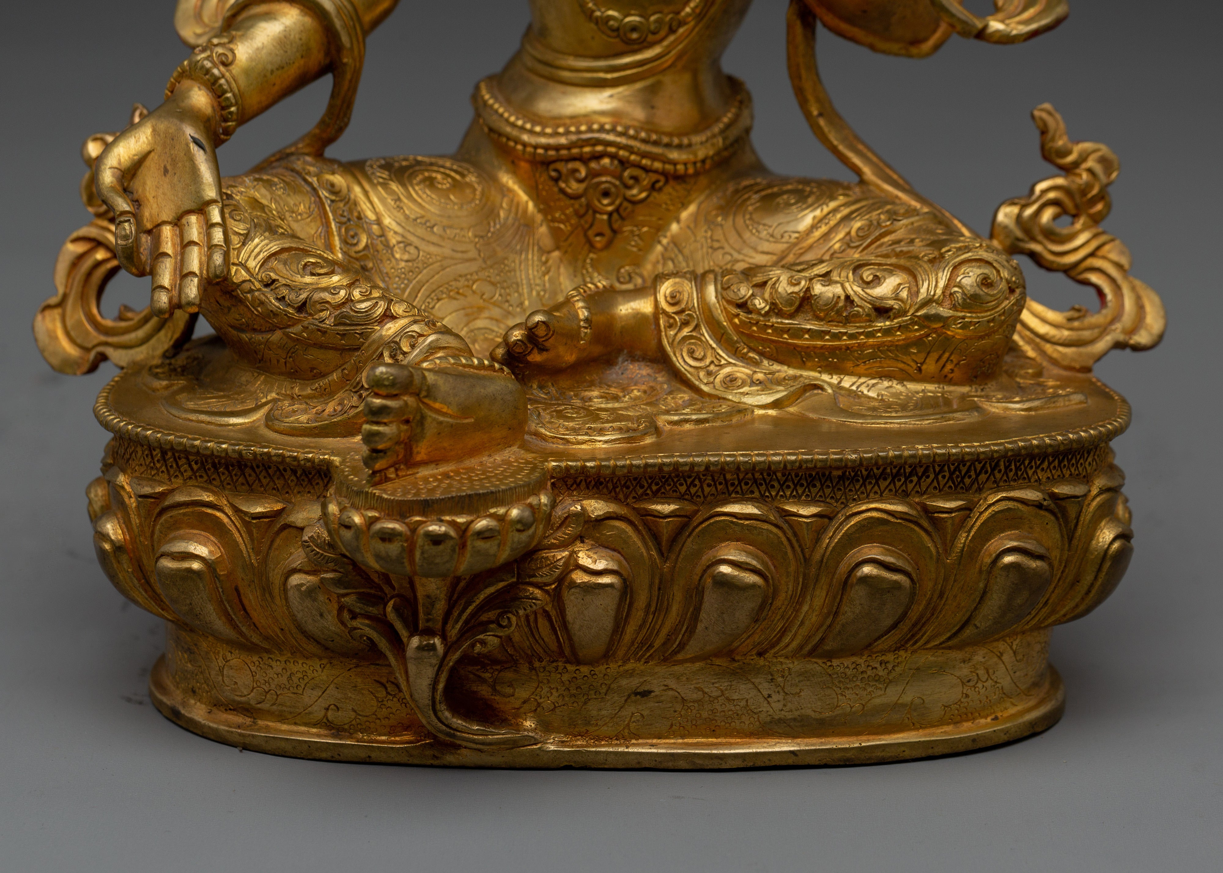 Exquisite Golden Green Tara Artwork | Embodiment of Compassion and Swift Protection