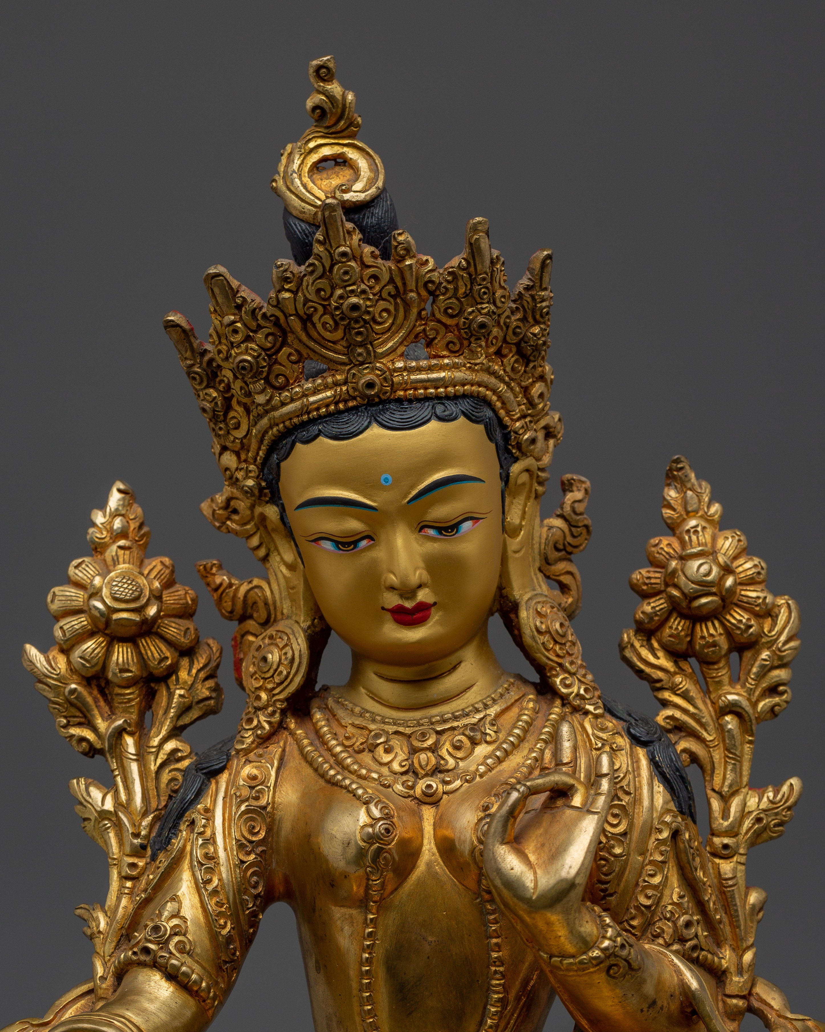 Exquisite Golden Green Tara Artwork | Embodiment of Compassion and Swift Protection