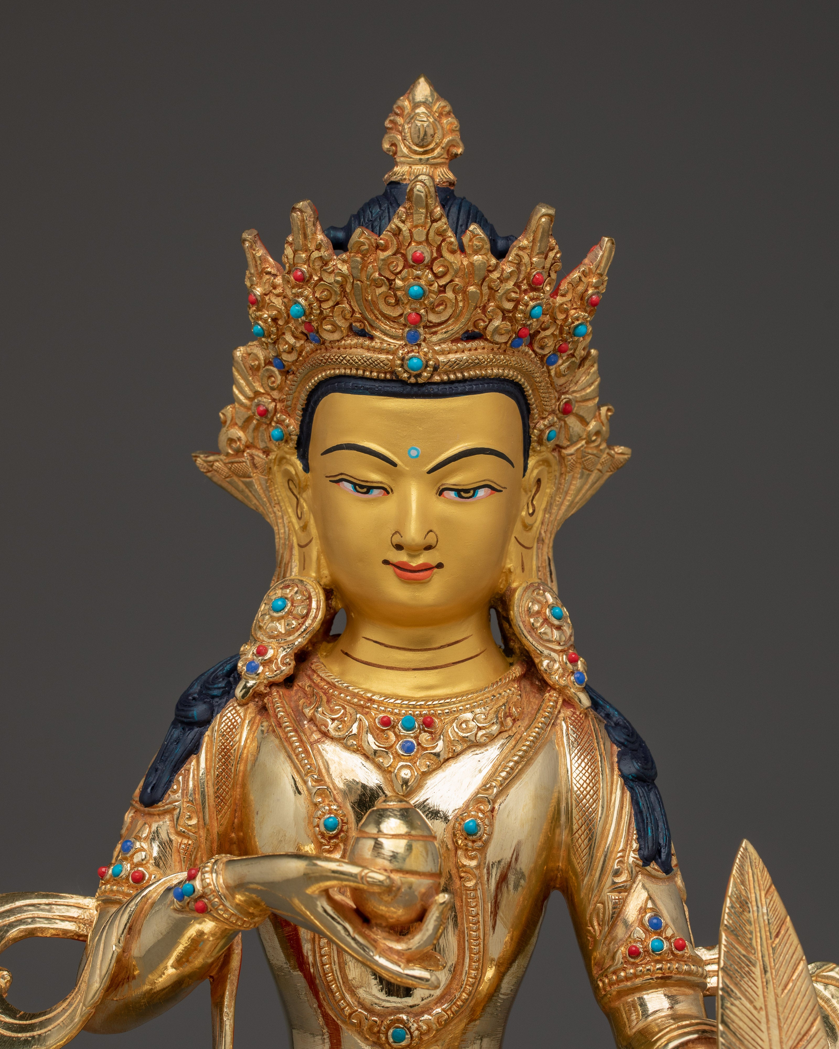 Gold Gilded Kshitigarbha Bodhisattva Statue | Buddhist Art for Shrine or Altar Decor