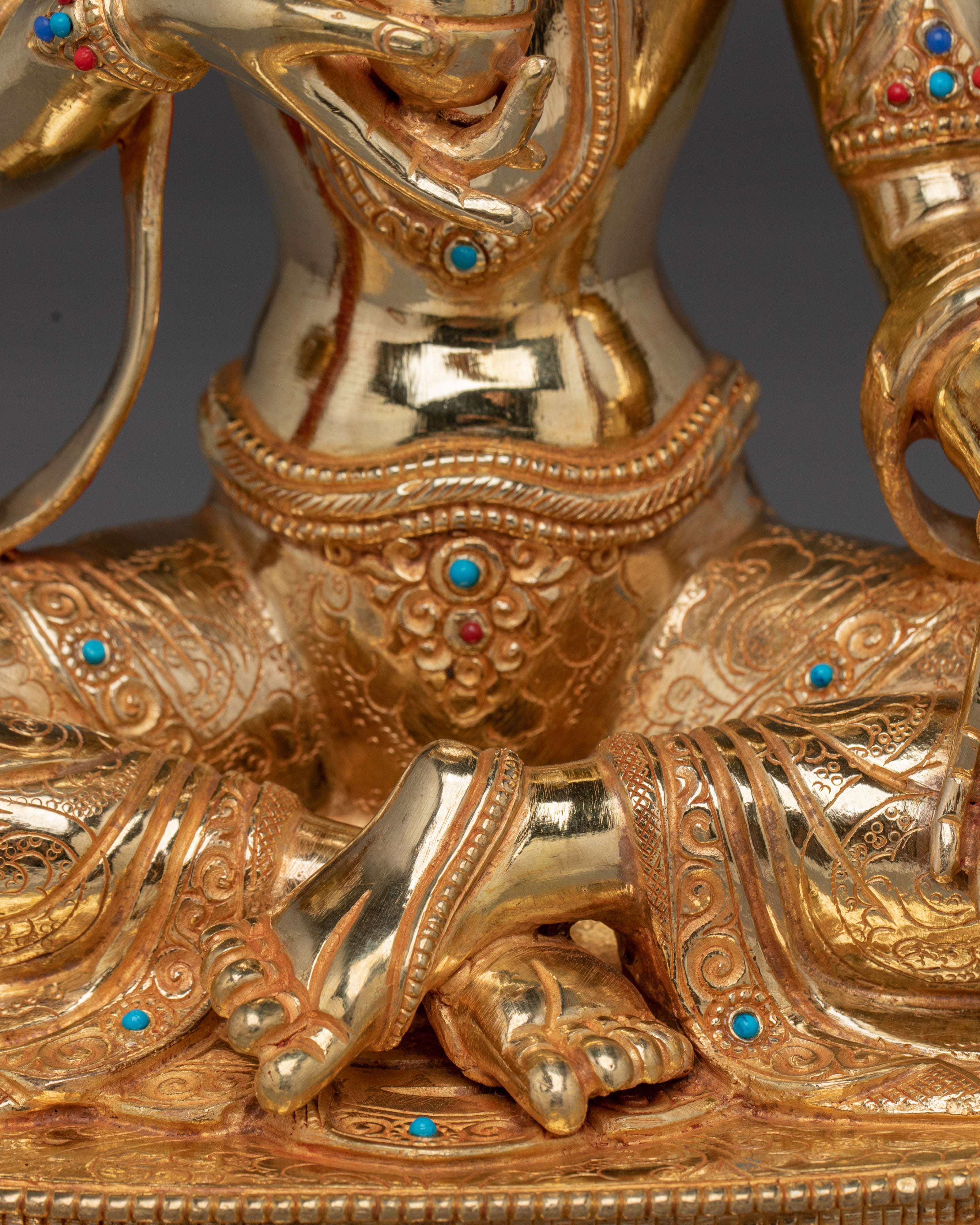 Gold Gilded Kshitigarbha Bodhisattva Statue | Buddhist Art for Shrine or Altar Decor