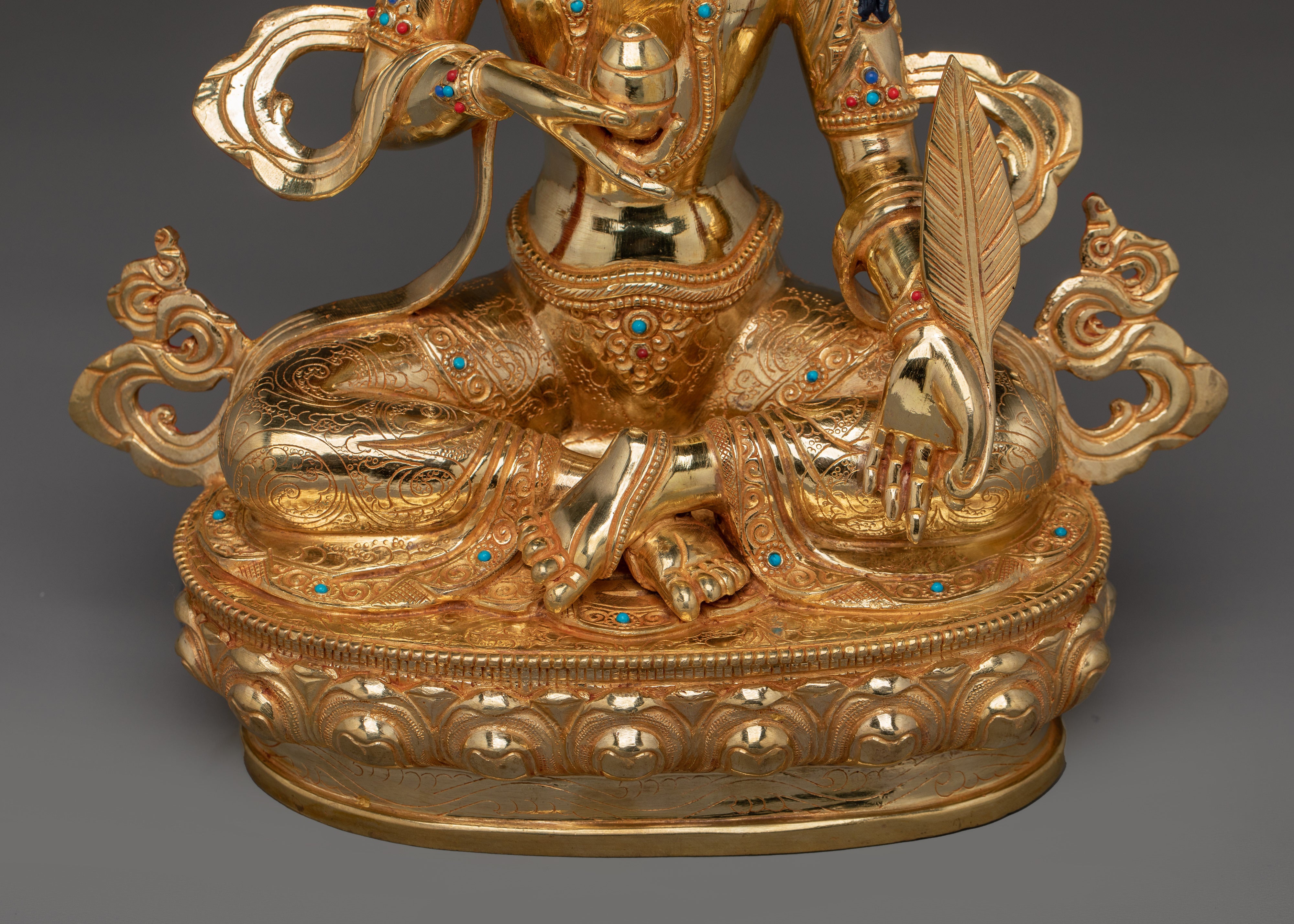 Gold Gilded Kshitigarbha Bodhisattva Statue | Buddhist Art for Shrine or Altar Decor