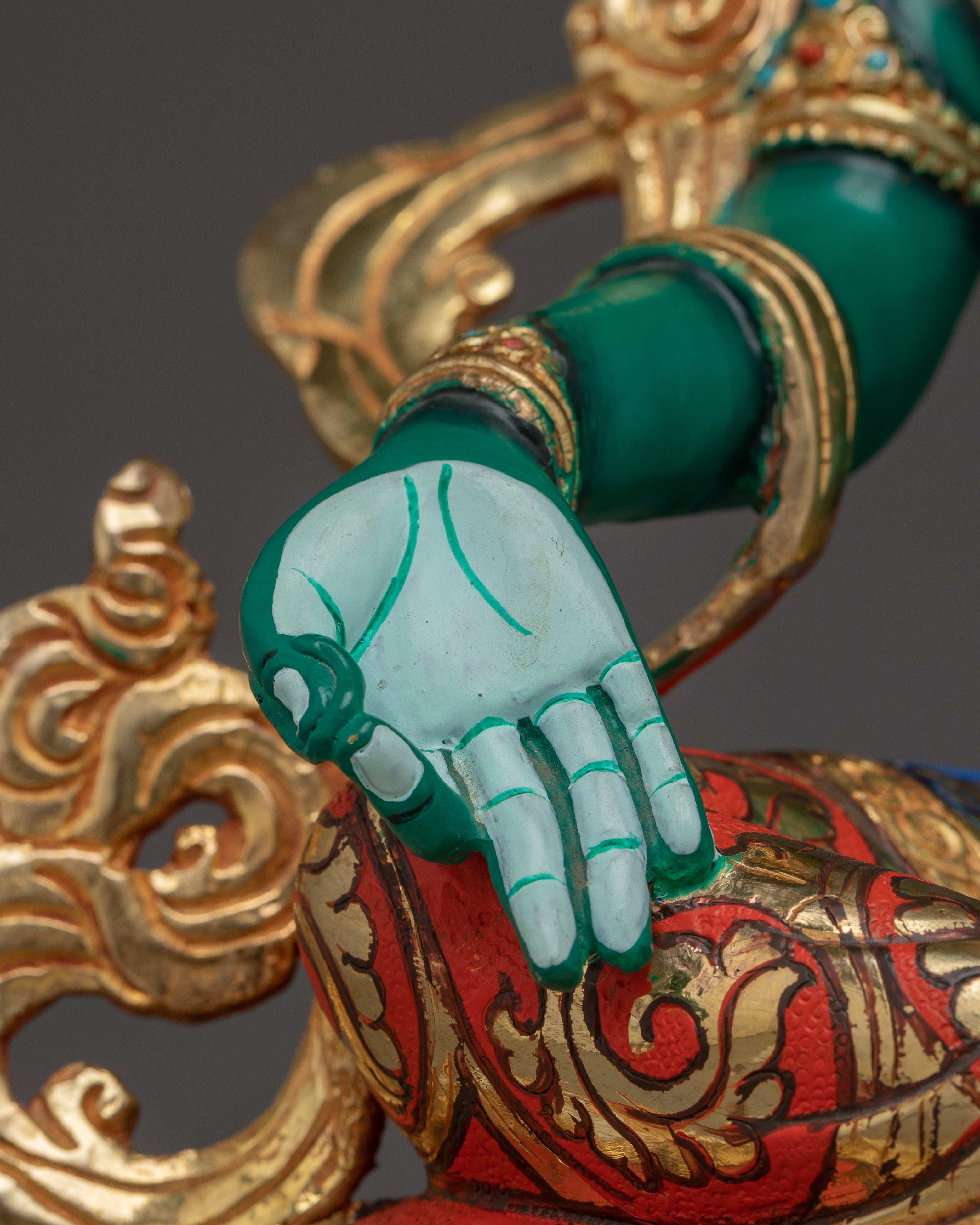 Green Tara Statue Handcrafted from Copper | Ideal for Altar, Healing Space