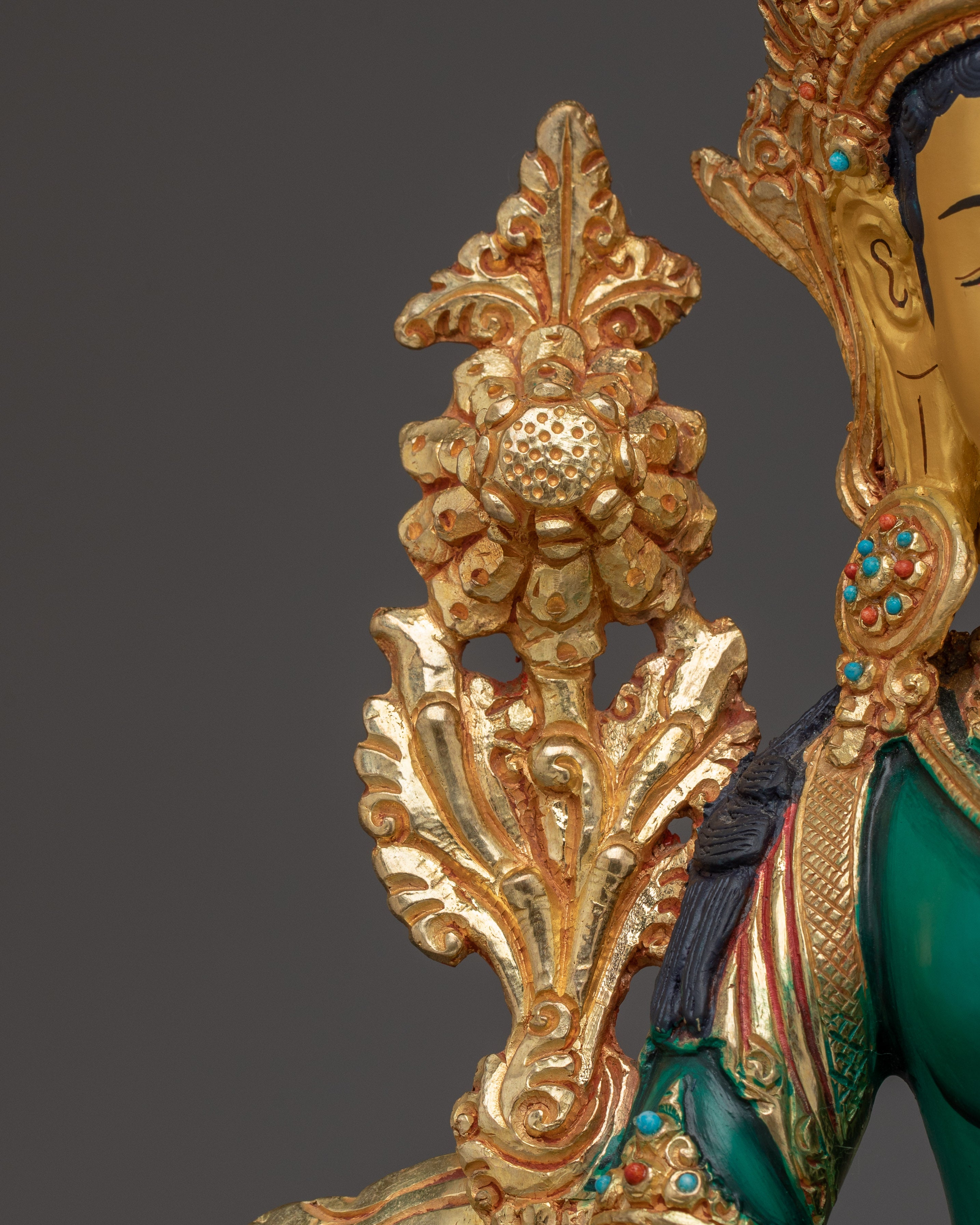 Green Tara Statue Handcrafted from Copper | Ideal for Altar, Healing Space