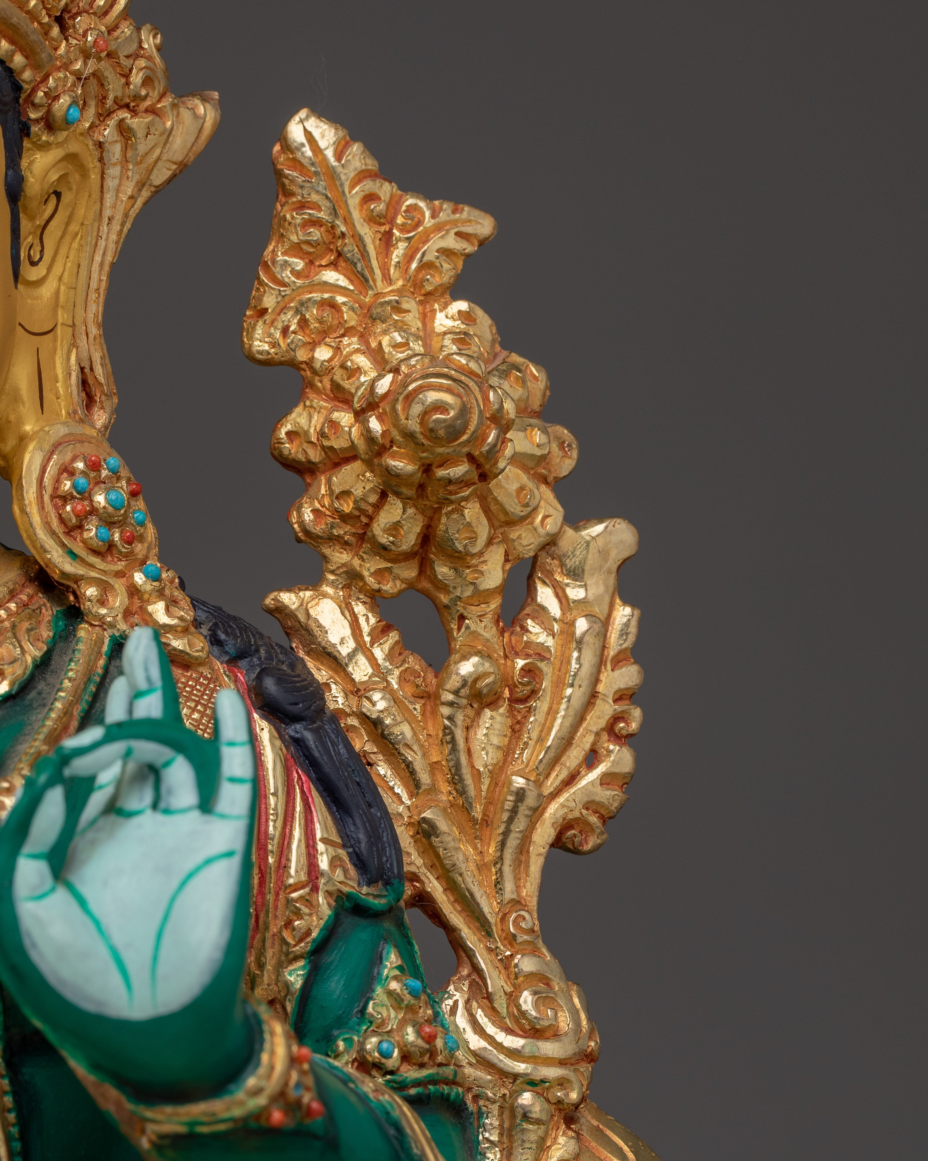 Green Tara Statue Handcrafted from Copper | Ideal for Altar, Healing Space